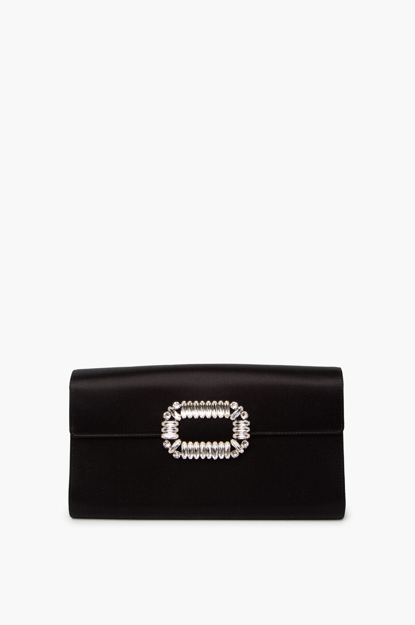 Roger Vivier Black Sexy Choc Clutch In Satin