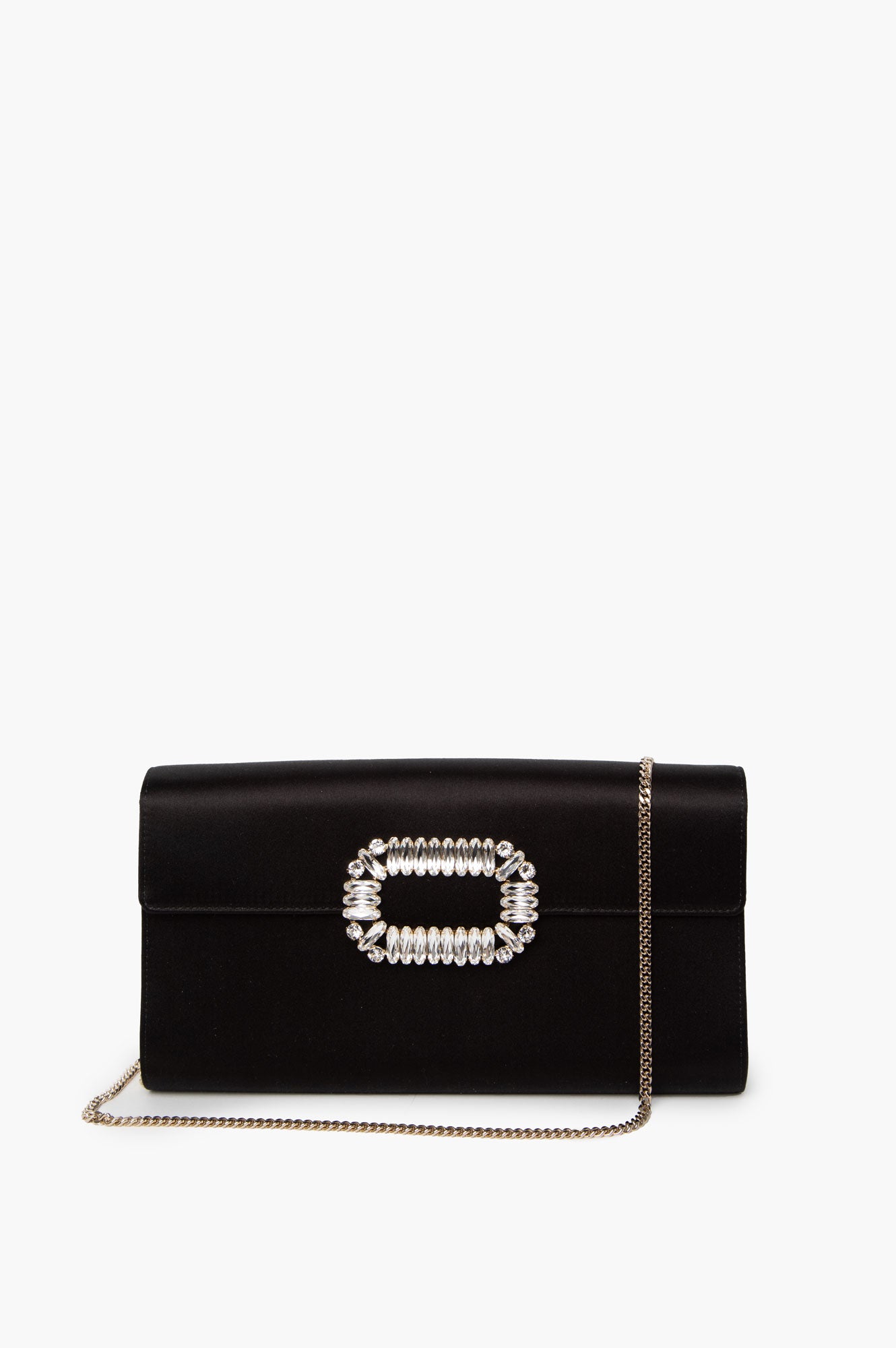 Roger Vivier Black Sexy Choc Clutch In Satin