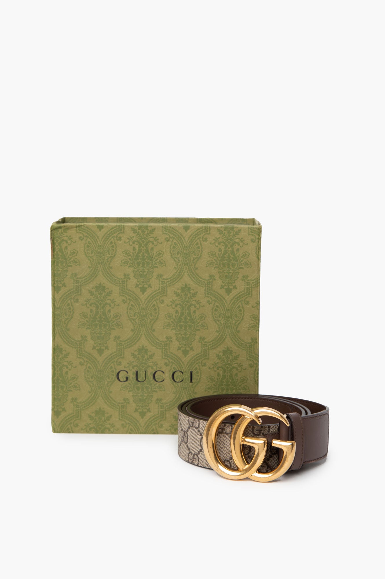 Gucci Brown GG Marmont Canvas Belt Size 90