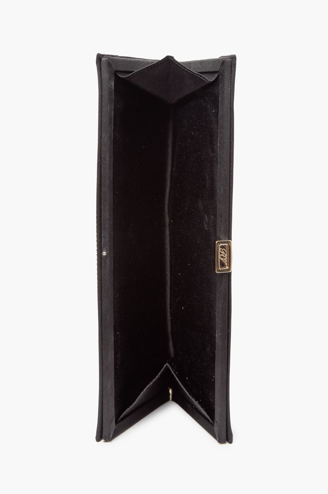 Roger Vivier Black Satin Pilgrim Rhinestone Buckle Clutch Bag
