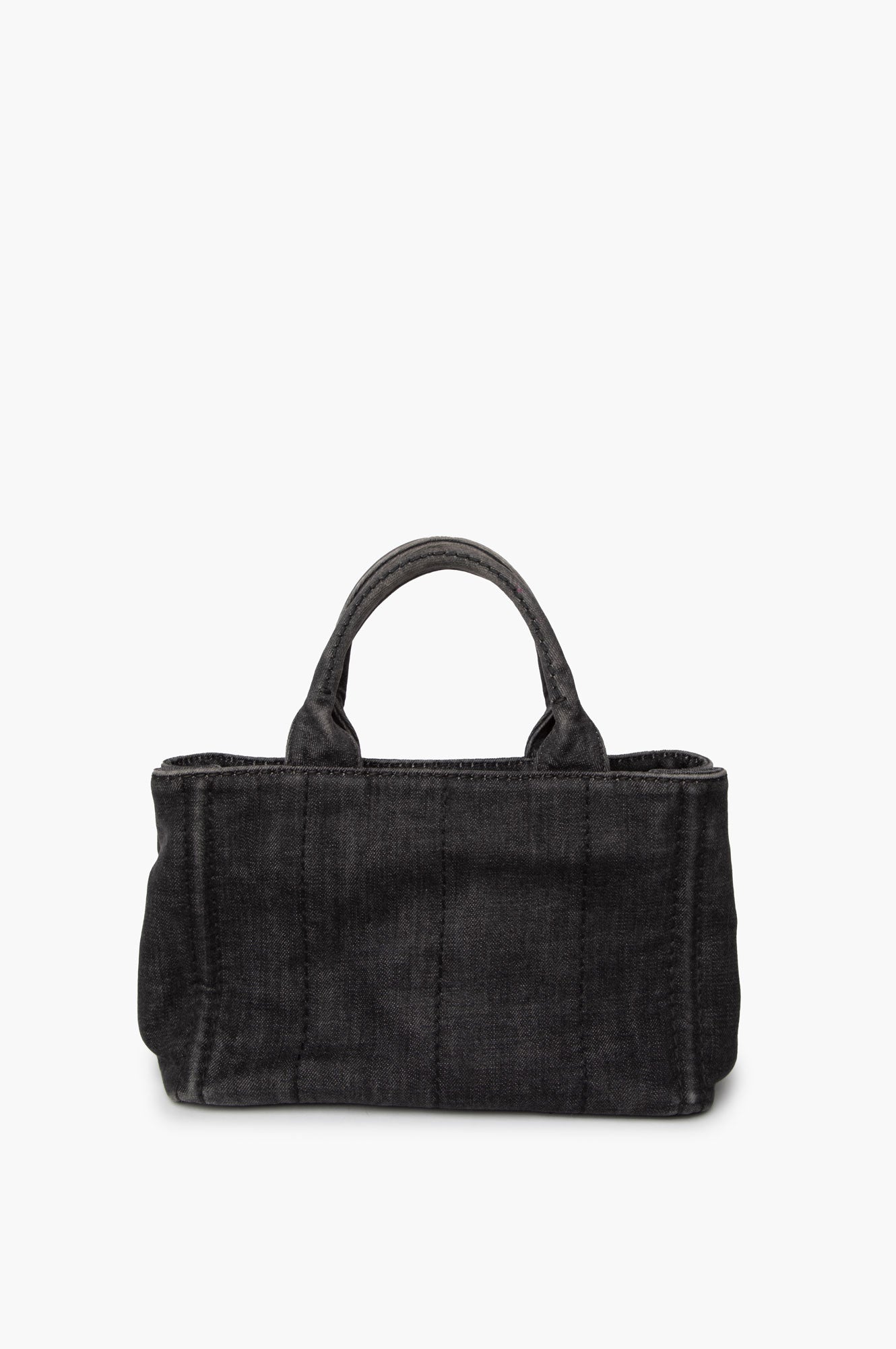 Prada Black Denim Canapa S Tote Handbag