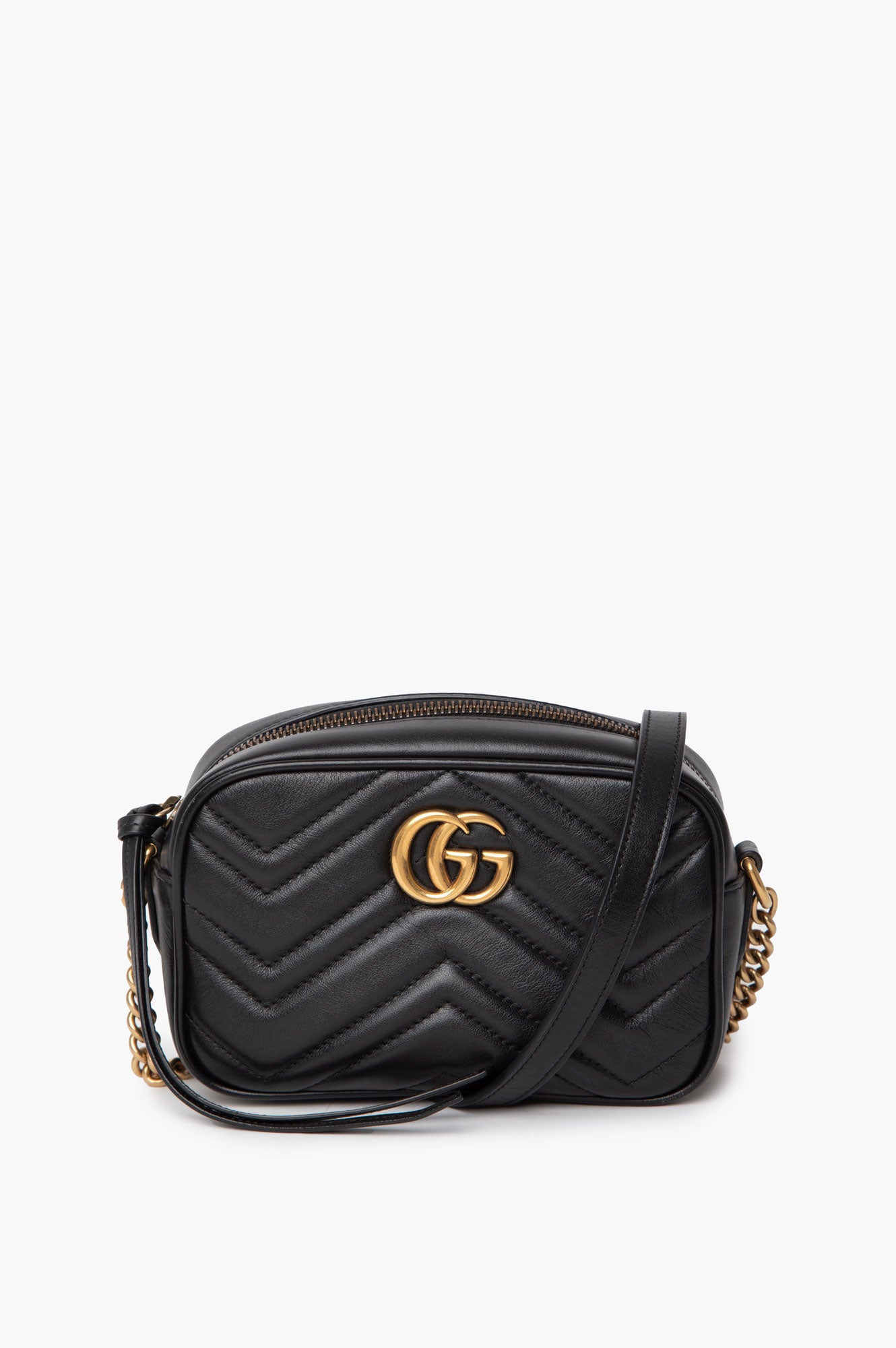 Gucci Black GG Marmont Matelasse Mini Camera Bag