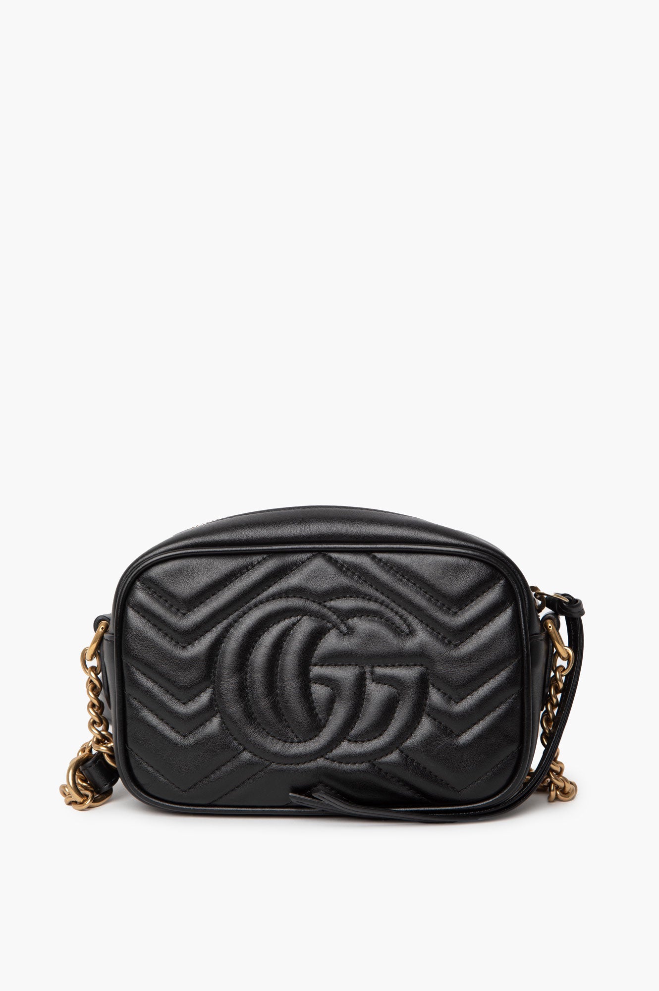 Gucci Black GG Marmont Matelasse Mini Camera Bag