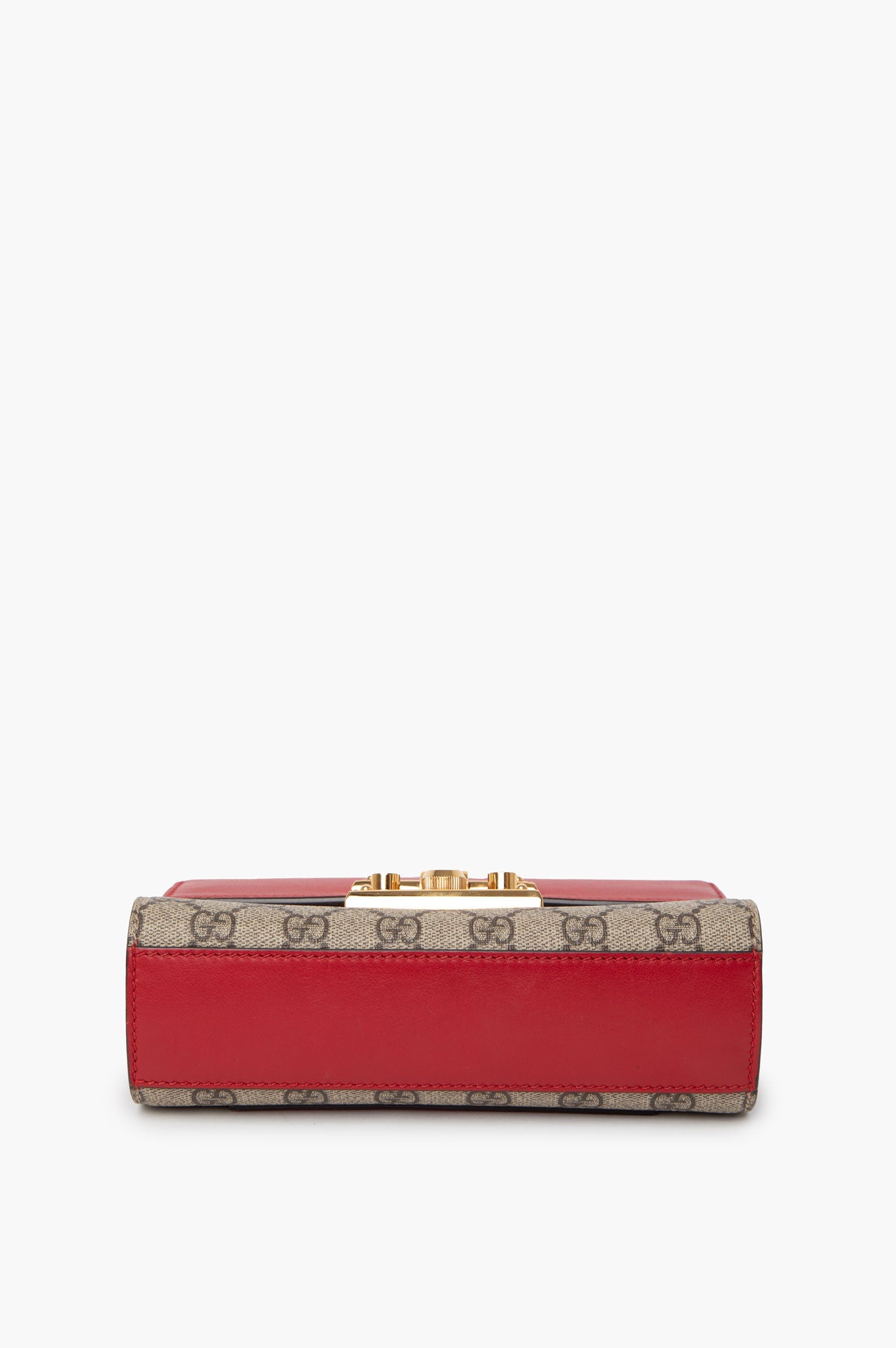 Gucci Hibiscus Red Supreme Moon Calfskin Small Padlock Shoulder Bag