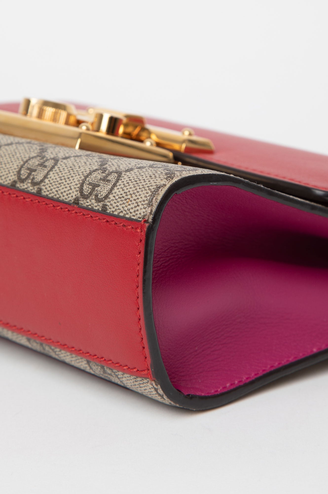 Gucci Hibiscus Red Supreme Moon Calfskin Small Padlock Shoulder Bag