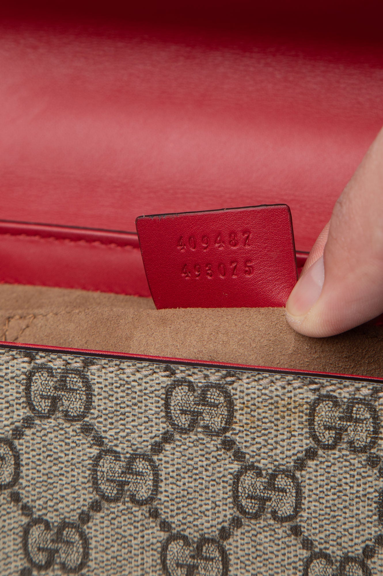 Gucci Hibiscus Red Supreme Moon Calfskin Small Padlock Shoulder Bag