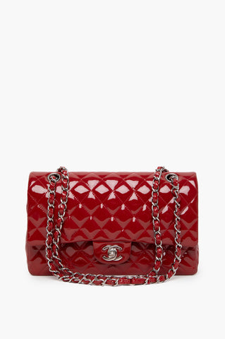 Chanel Red Patent Leather Classic Flap Medium