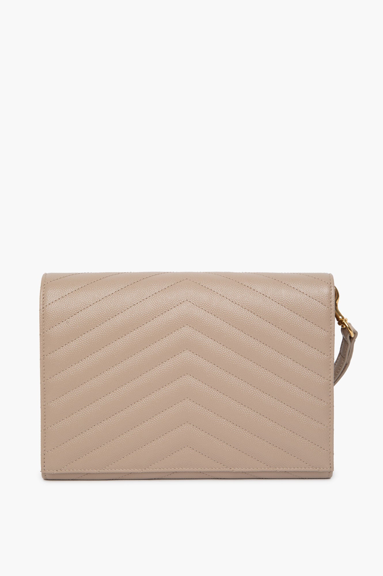 Saint Luarent Dark Beige Cassandre Small Matelasse Leather Clutch