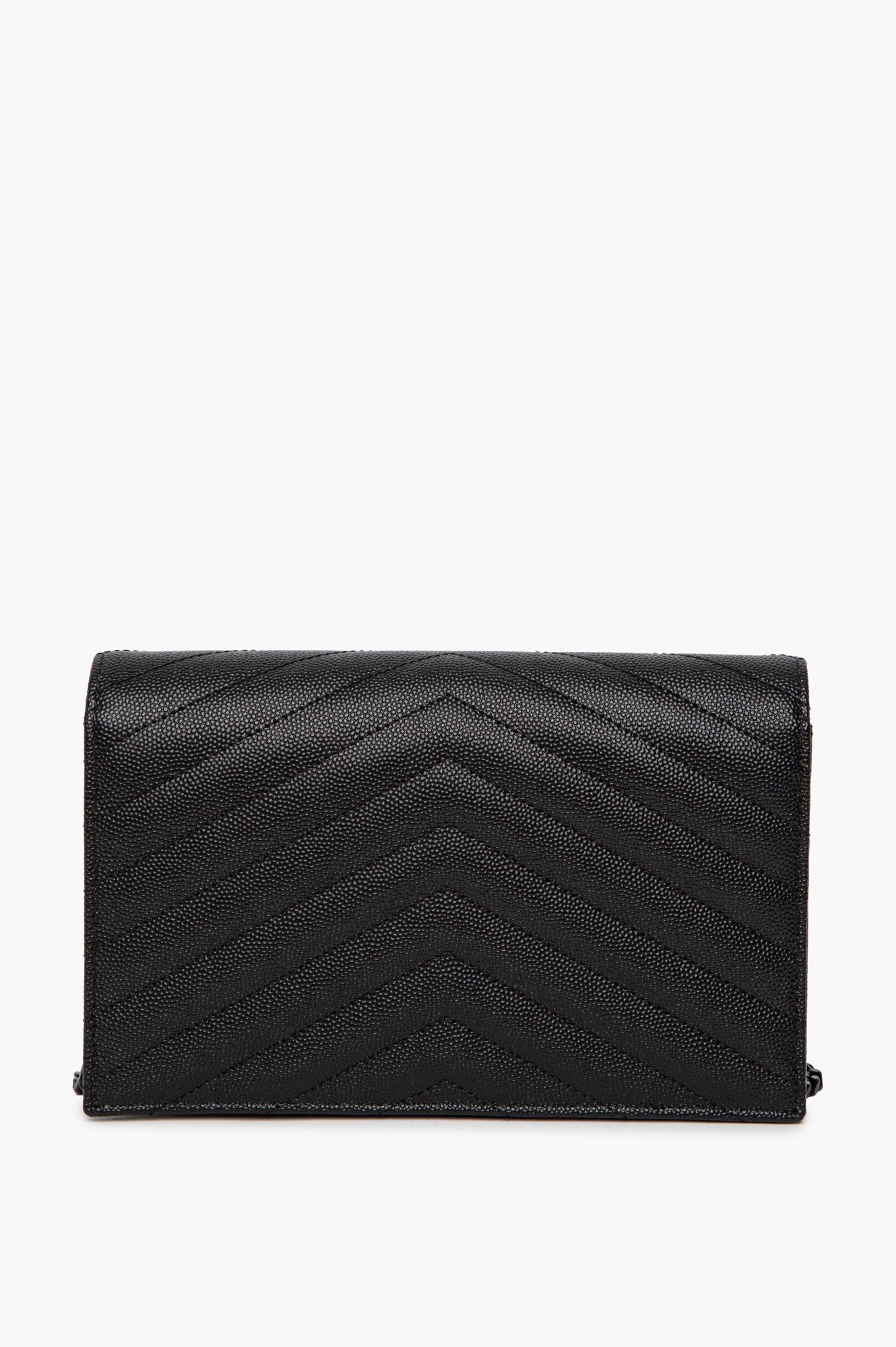 Saint Laurent Black Cassandre Envelope Chain Wallet