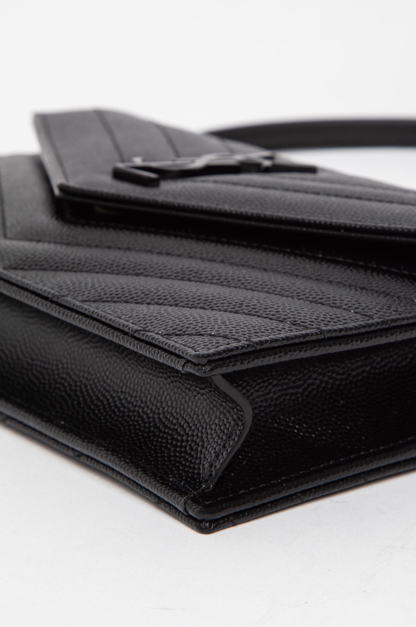 Saint Laurent Black Cassandre Envelope Chain Wallet