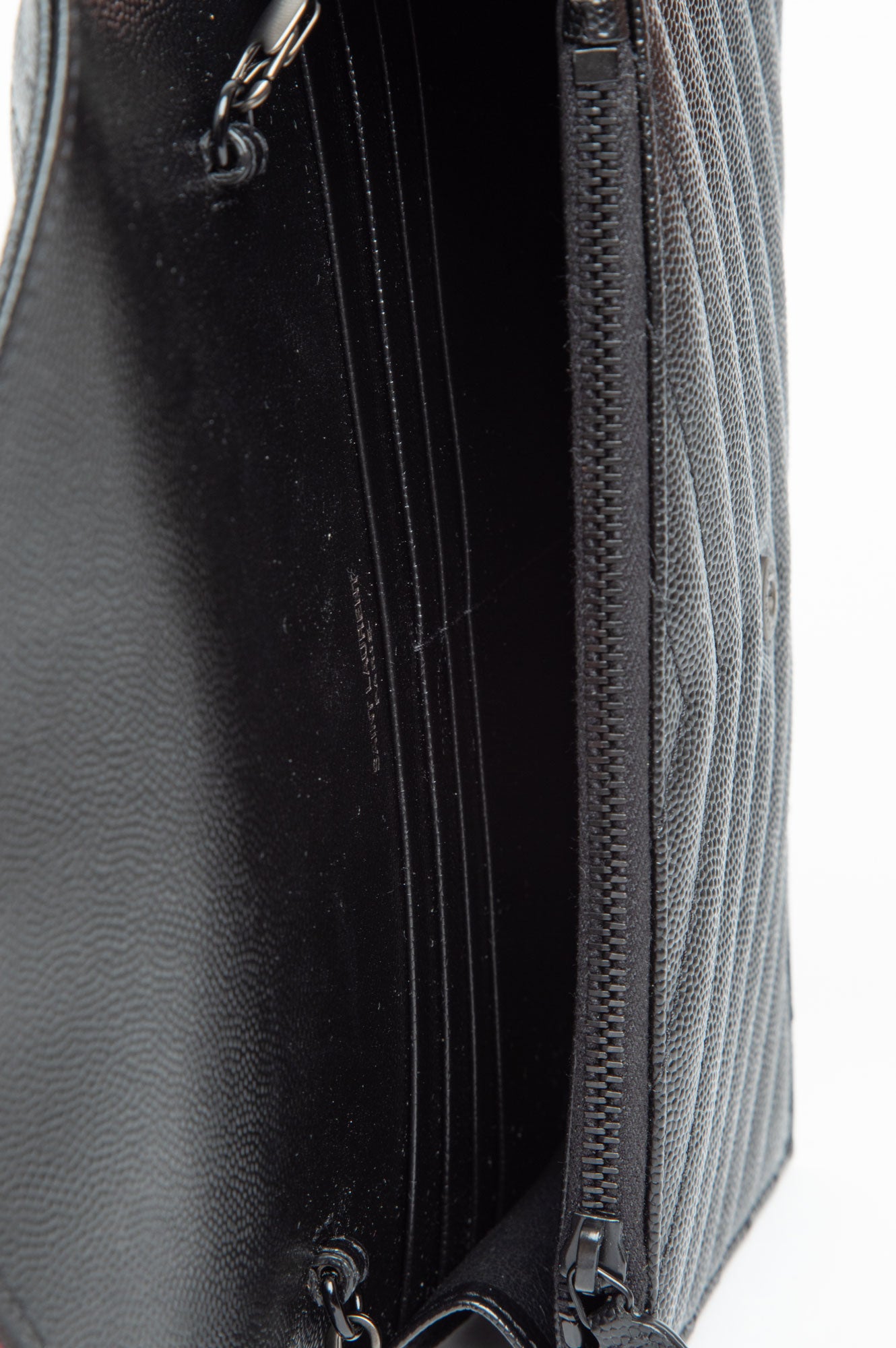 Saint Laurent Black Cassandre Envelope Chain Wallet