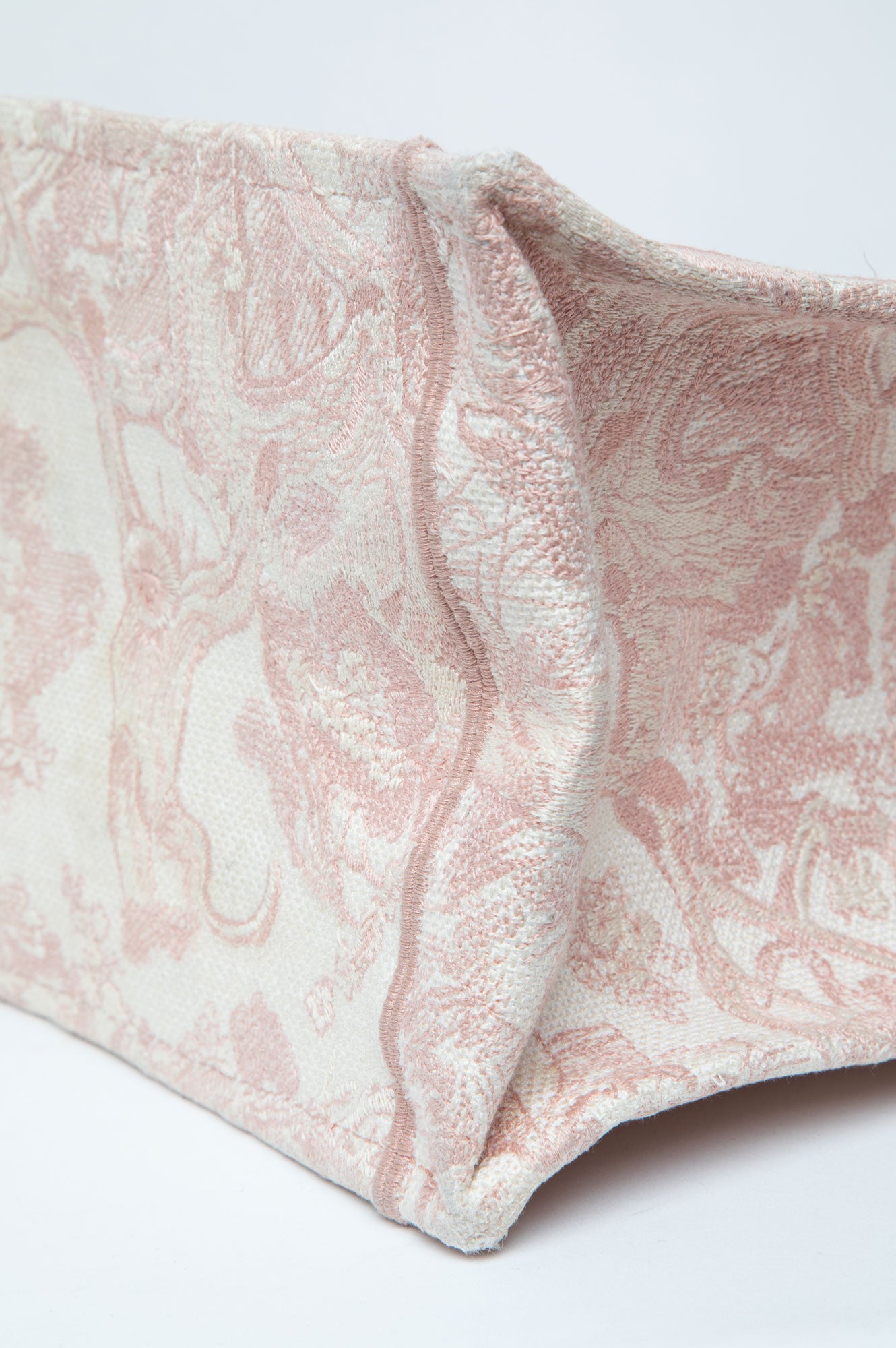 Christian Dior Large Book Tote Ecru and Pink Toile de Jouy Embroidery