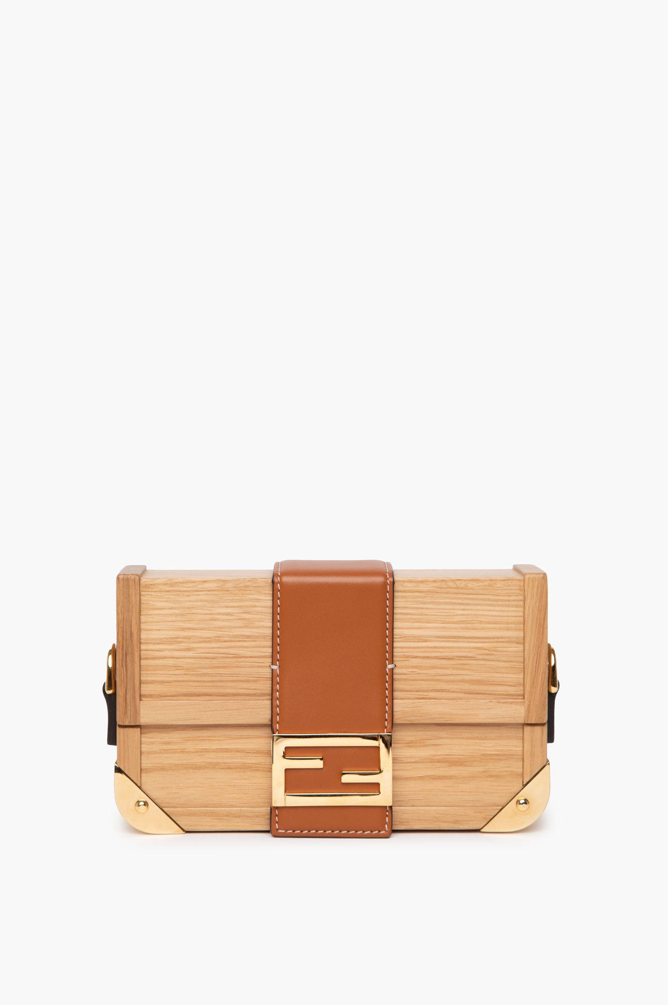 Fendi Wood Mini Baguette Trunk Bag