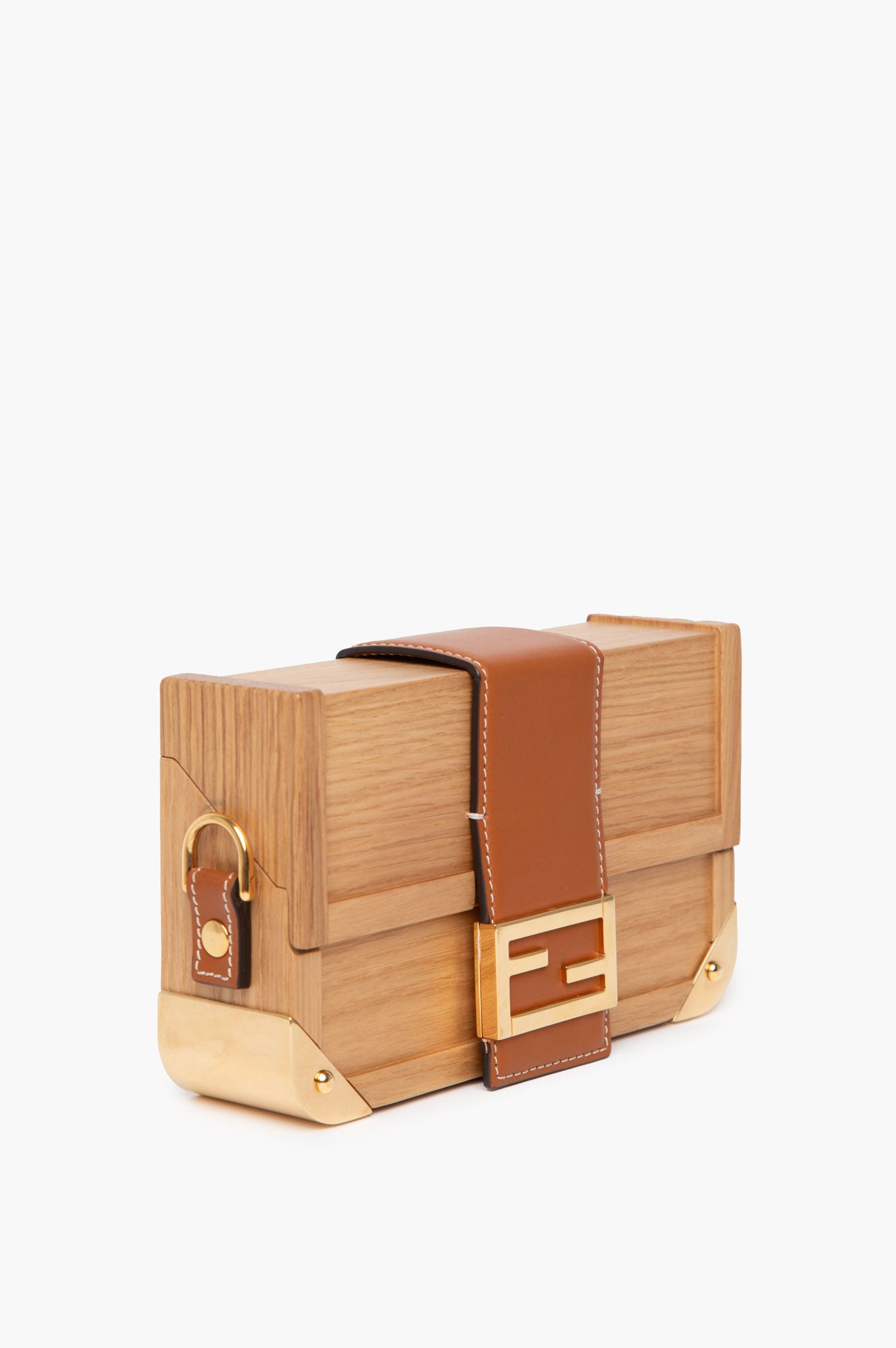 Fendi Wood Mini Baguette Trunk Bag