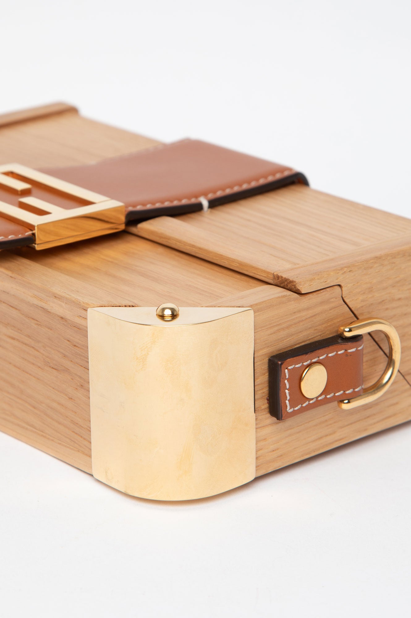 Fendi Wood Mini Baguette Trunk Bag