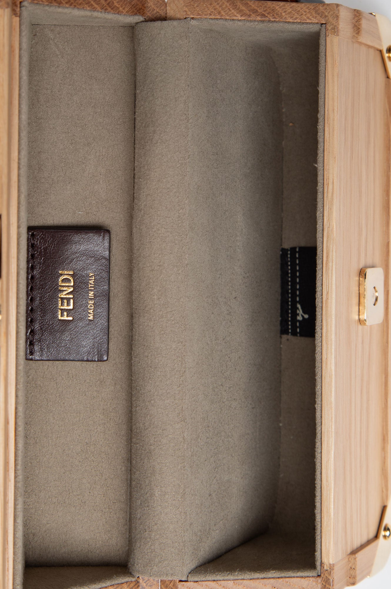 Fendi Wood Mini Baguette Trunk Bag
