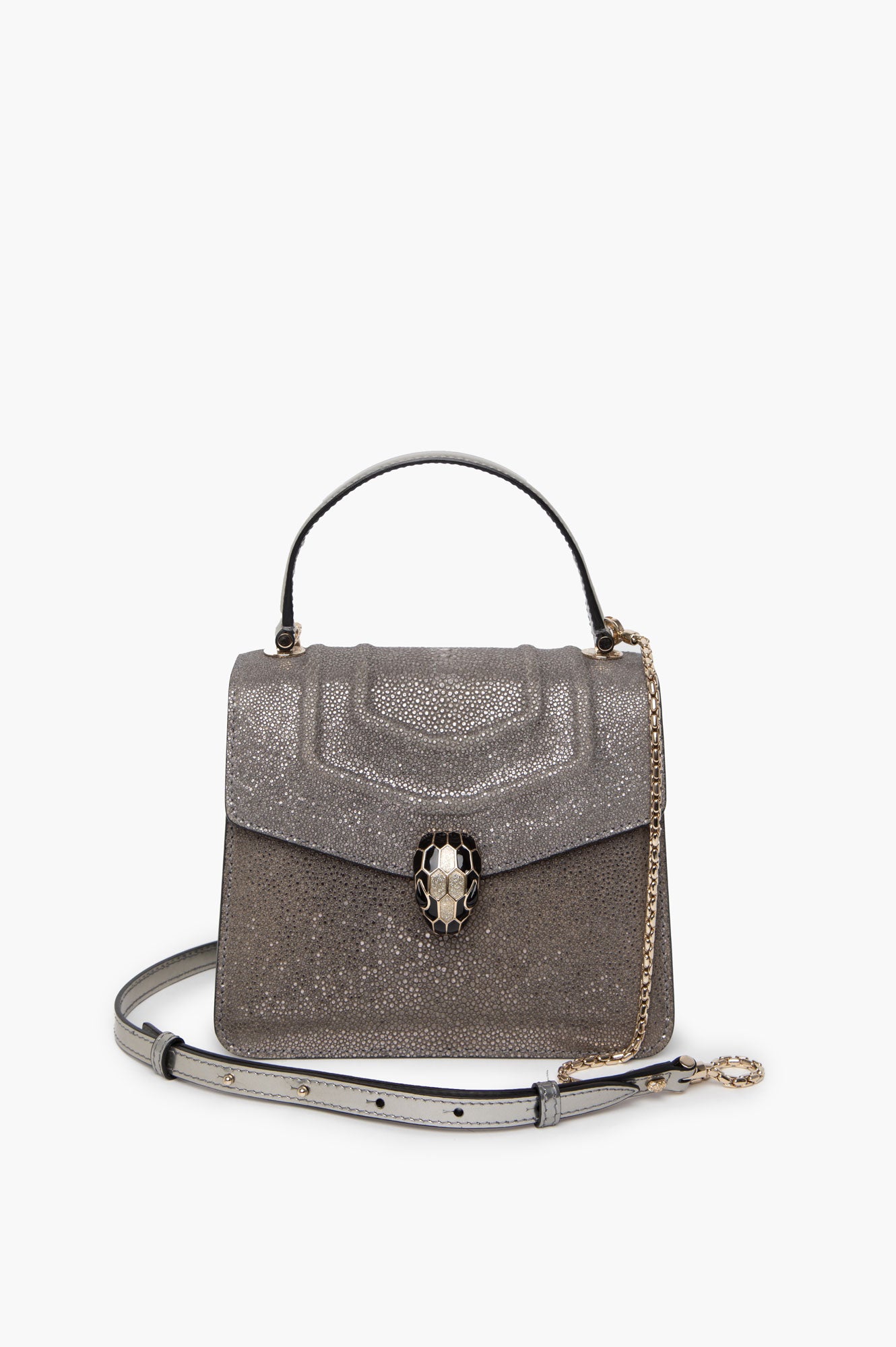 Bvlgari Serpenti Silver Forever Top Handle Chain Bag