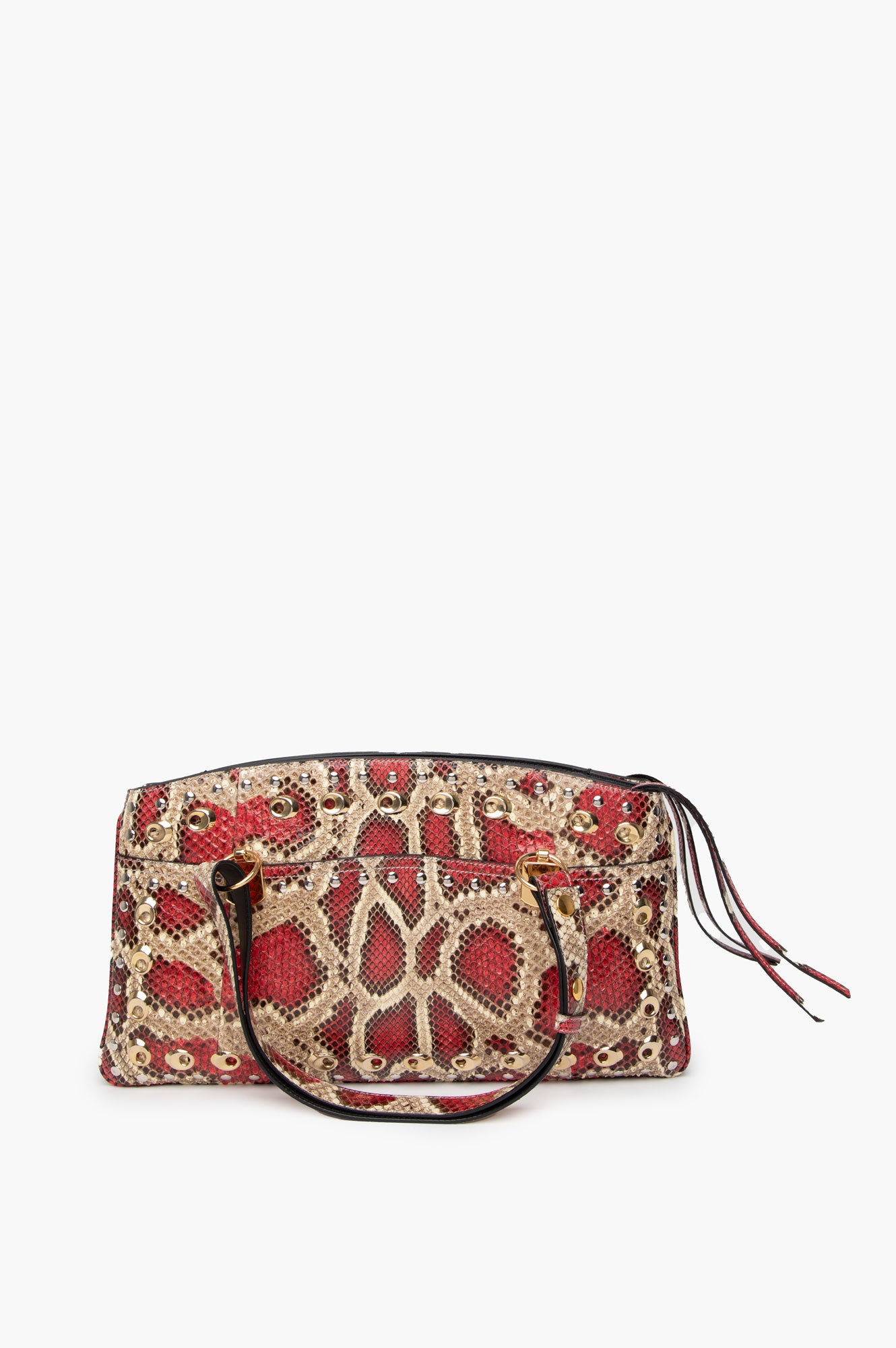 Gucci Red Snakeskin Arli Top Handle Bag