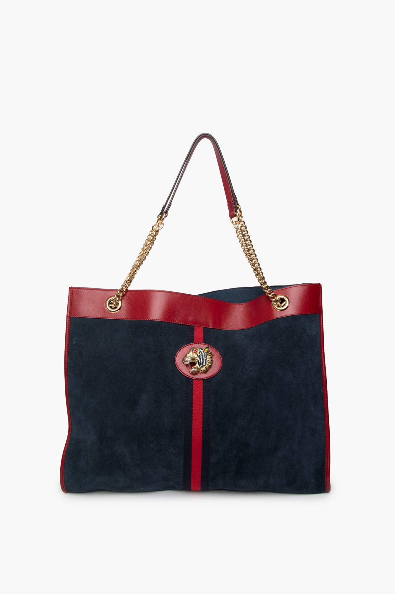 Gucci Navy Rajah Large Suede Shopper Bag