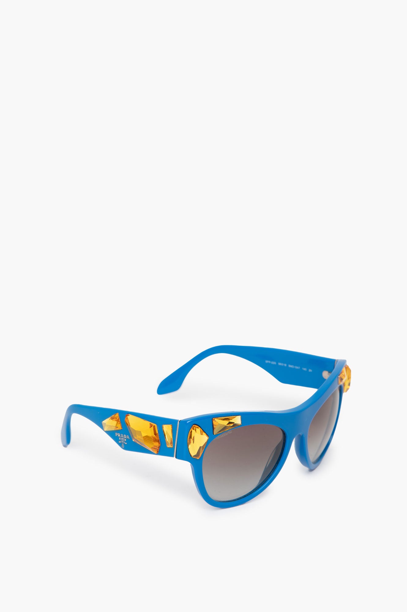 Prada Blue Crystal Embellished Cat Eye Sunglasses