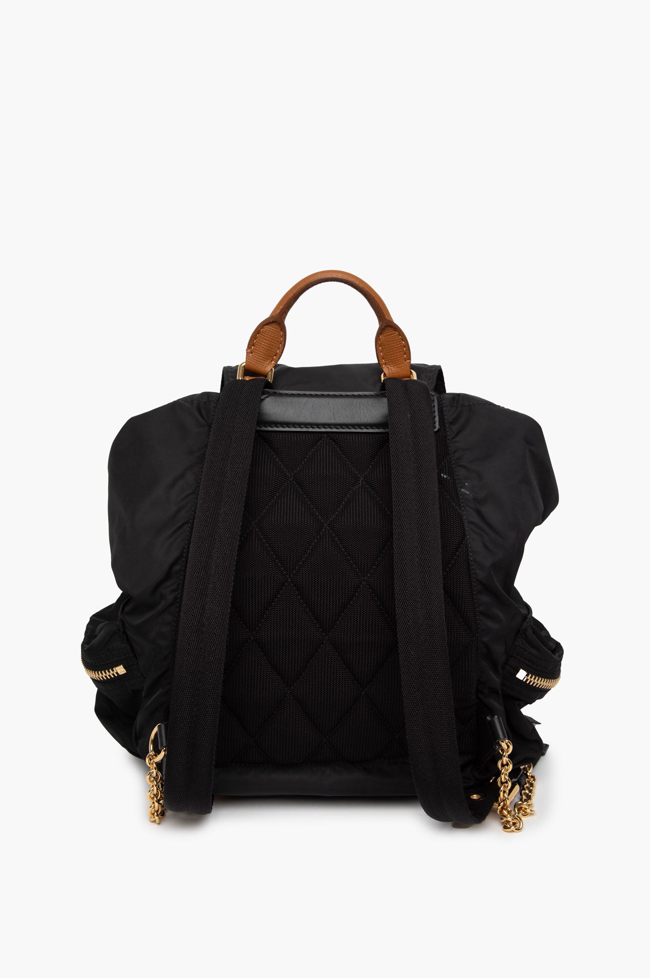Burberry Black Nylon Backpack with Leather Trim