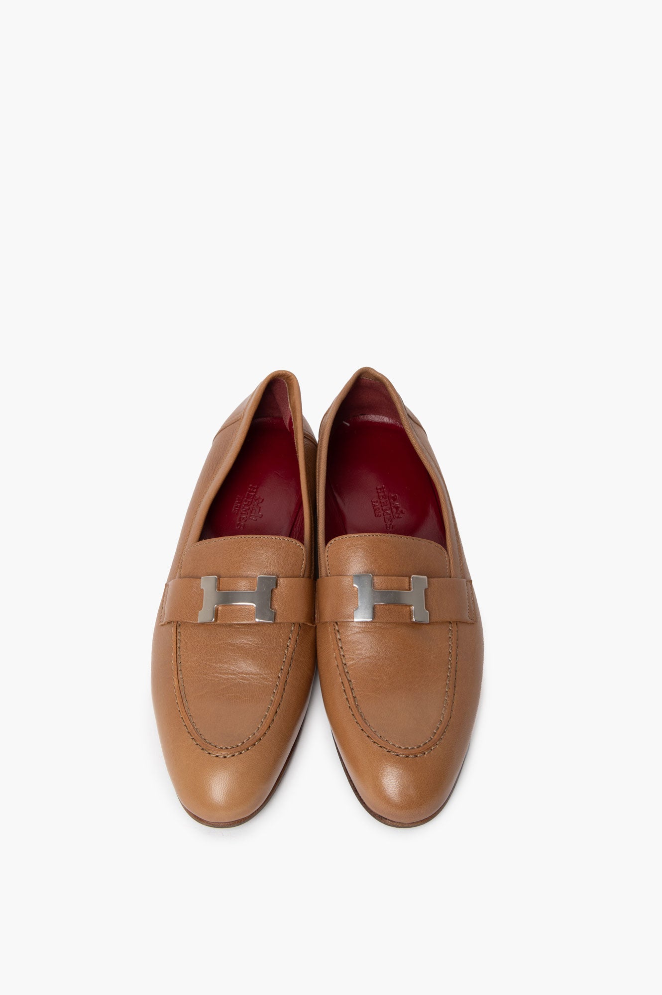 Hermes Brown Havane Chevre Paris Loafers Size 37