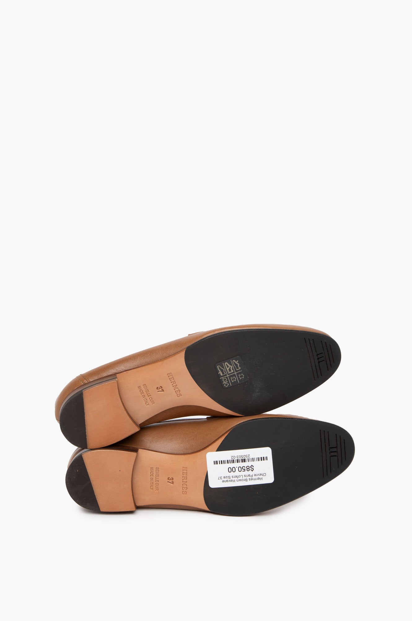 Hermes Brown Havane Chevre Paris Loafers Size 37
