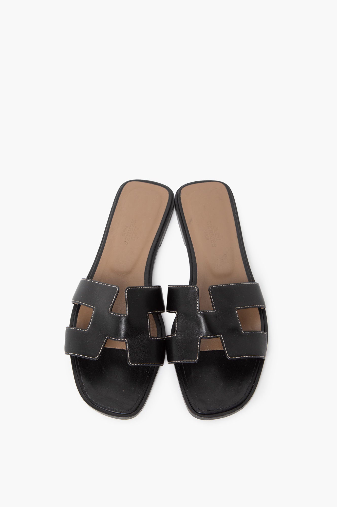 Hermes Black Oran Sandals Size 37.5