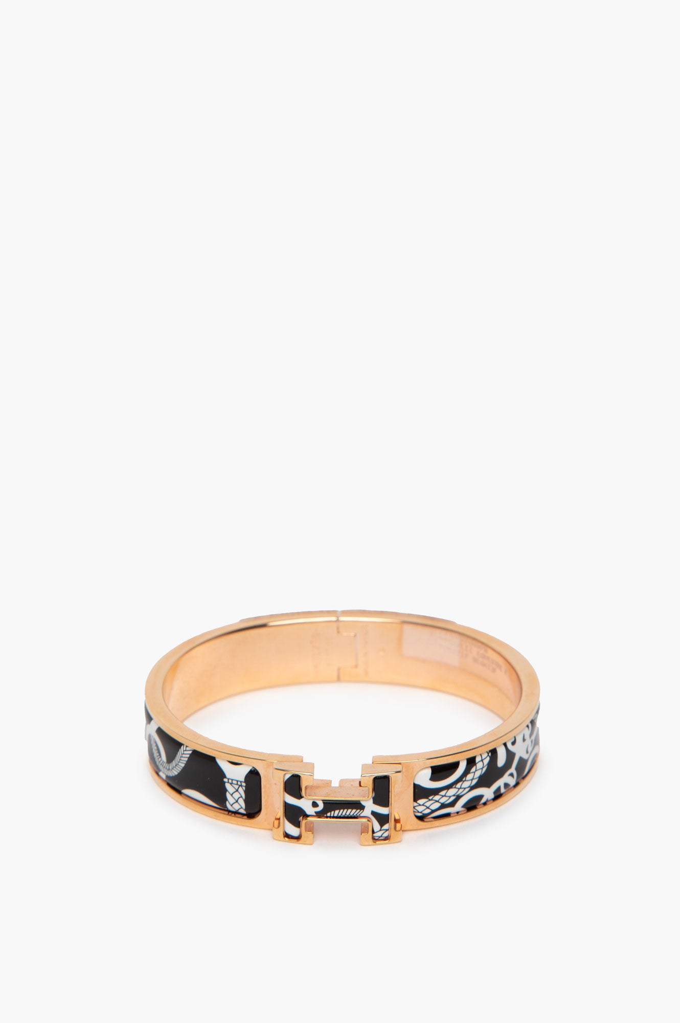 Hermes Black Clic H Panoplie Equestre Bracelet Size PM