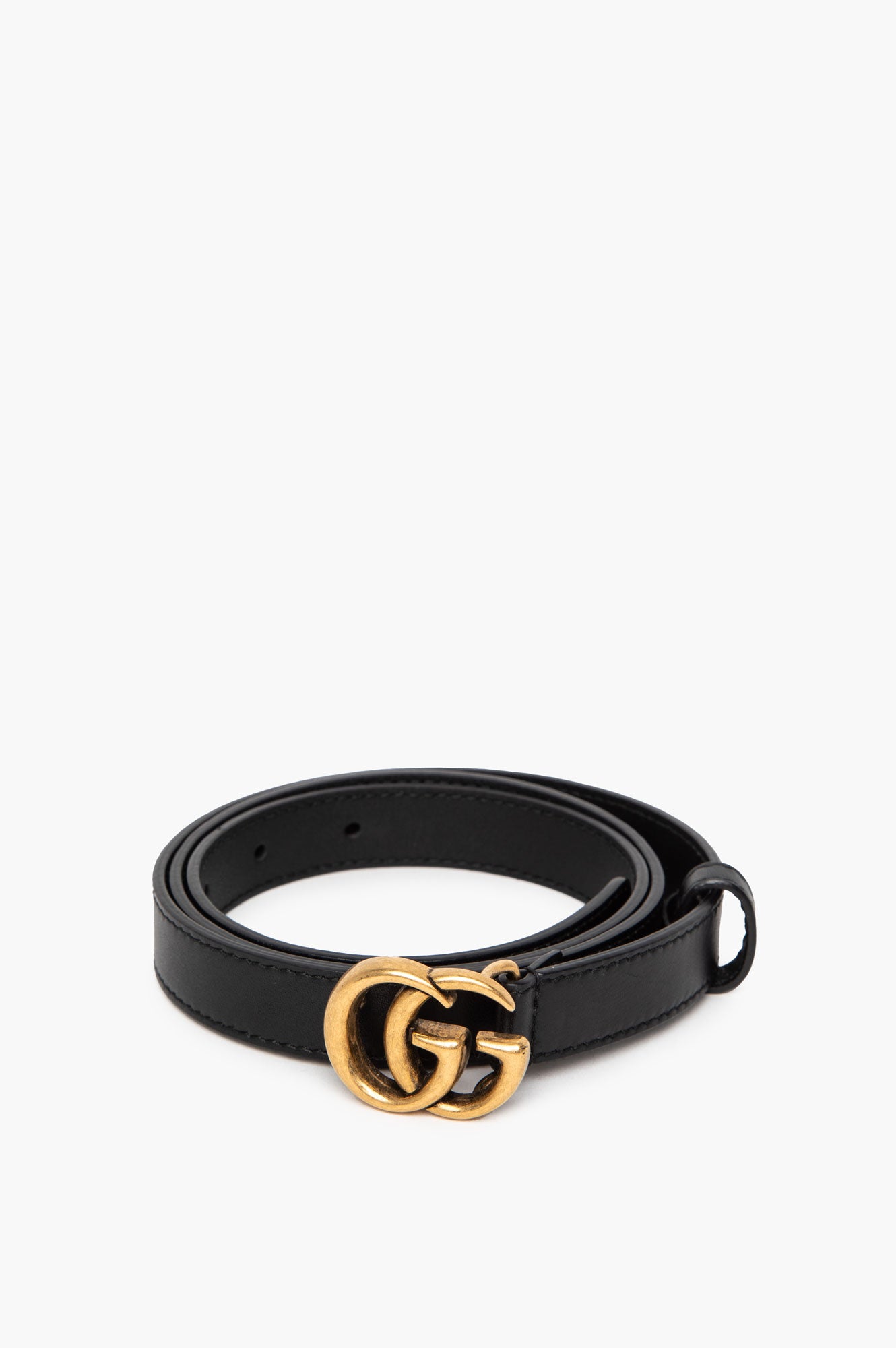 Gucci Black GG Thin Leather Belt Size 90