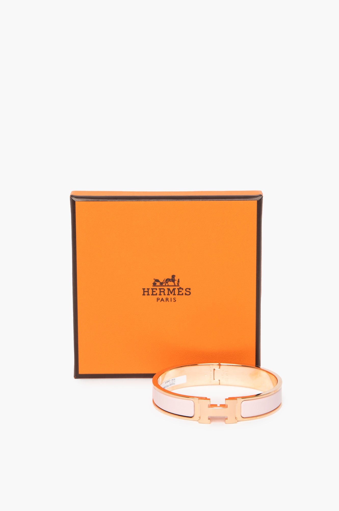 Hermes Pink Rose Gold Clic H Bracelet Size GM