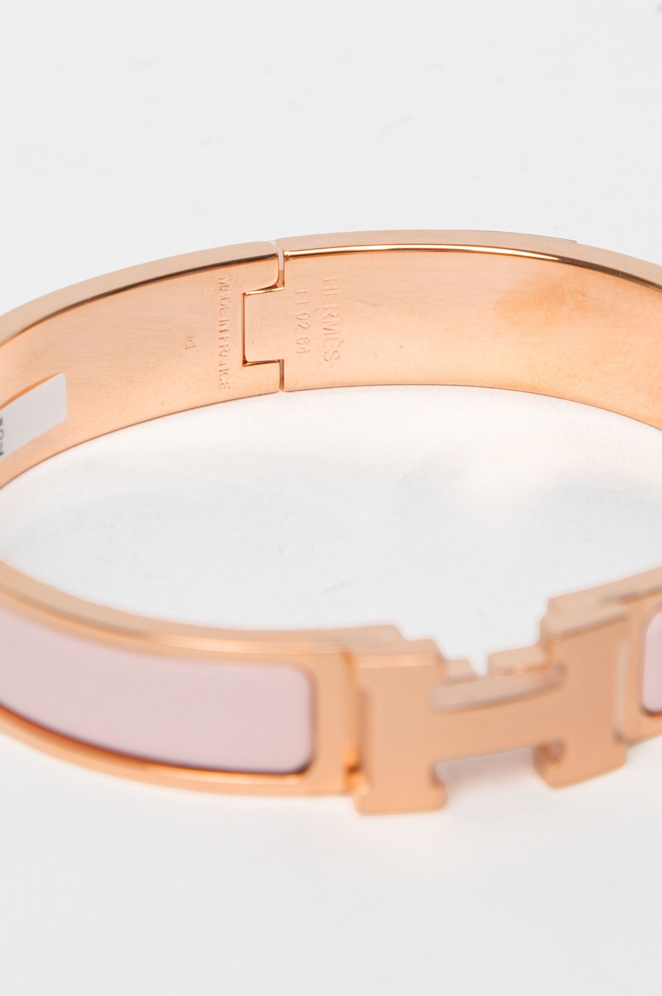 Hermes Pink Rose Gold Clic H Bracelet Size GM