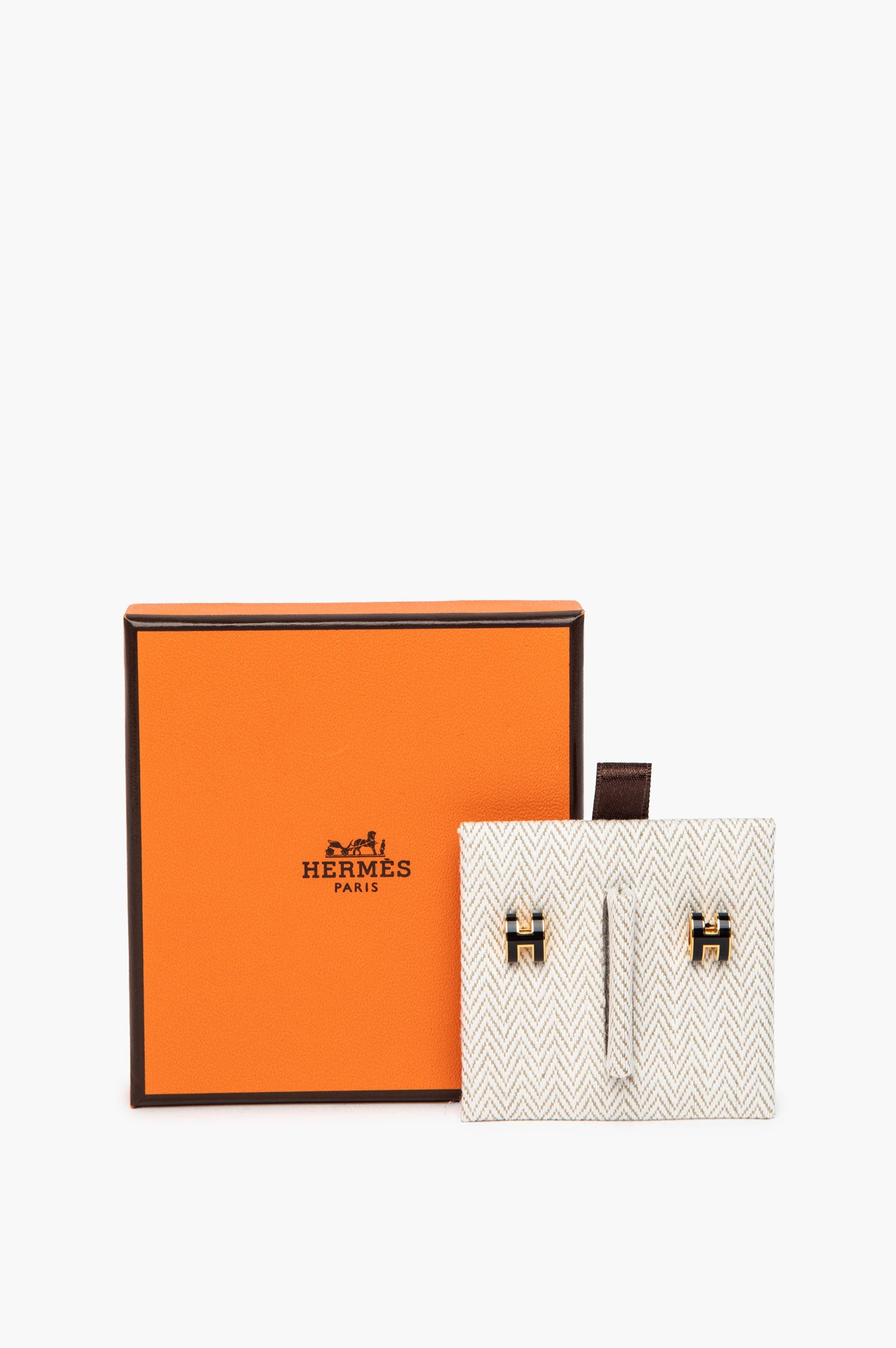 Hermes Black Gold Mini Pop H Earrings