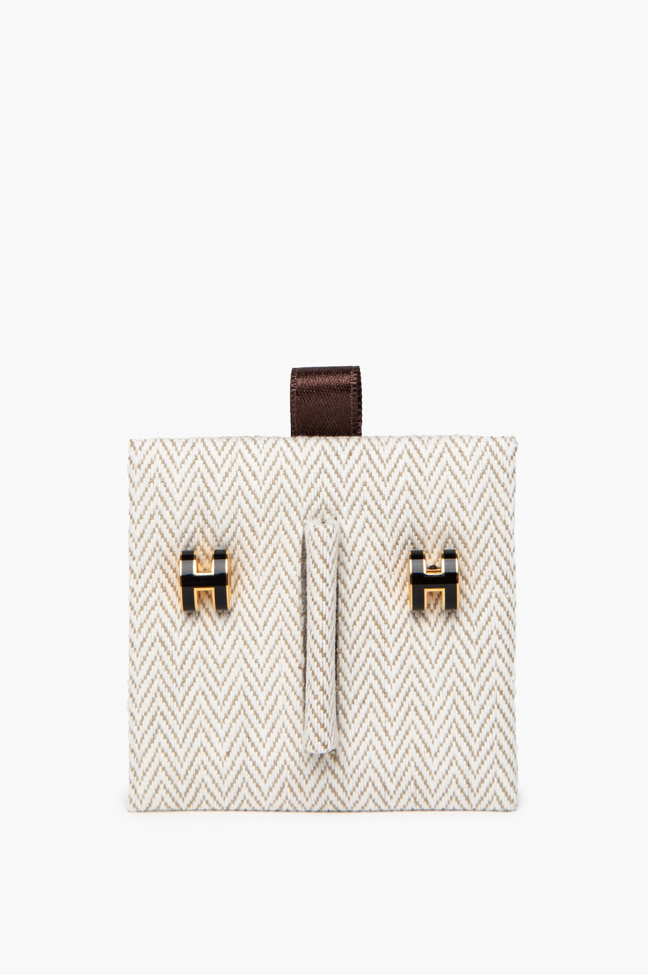 Hermes Black Gold Mini Pop H Earrings