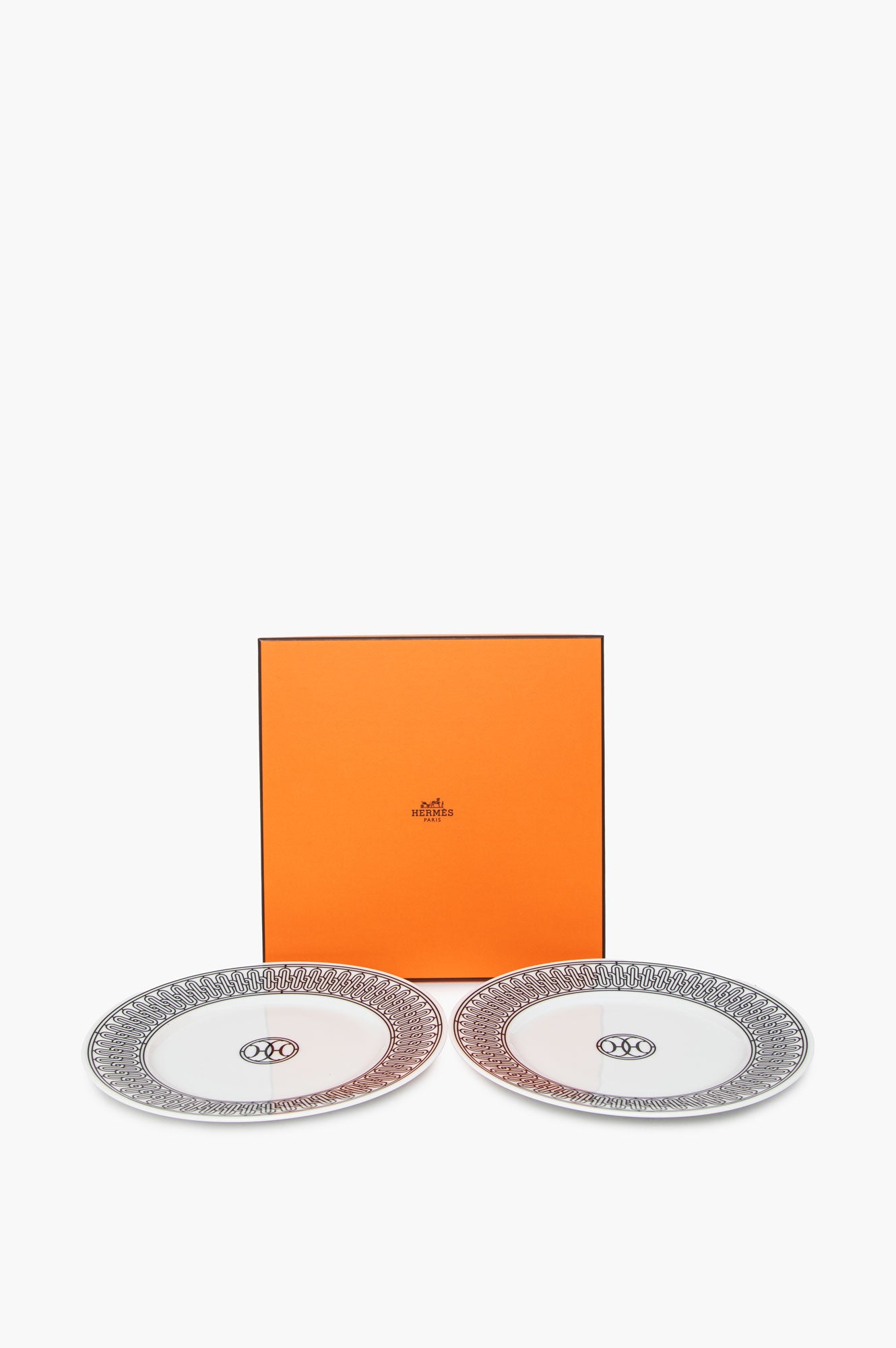 Hermes White H Deco Dessert Plate Set of 2