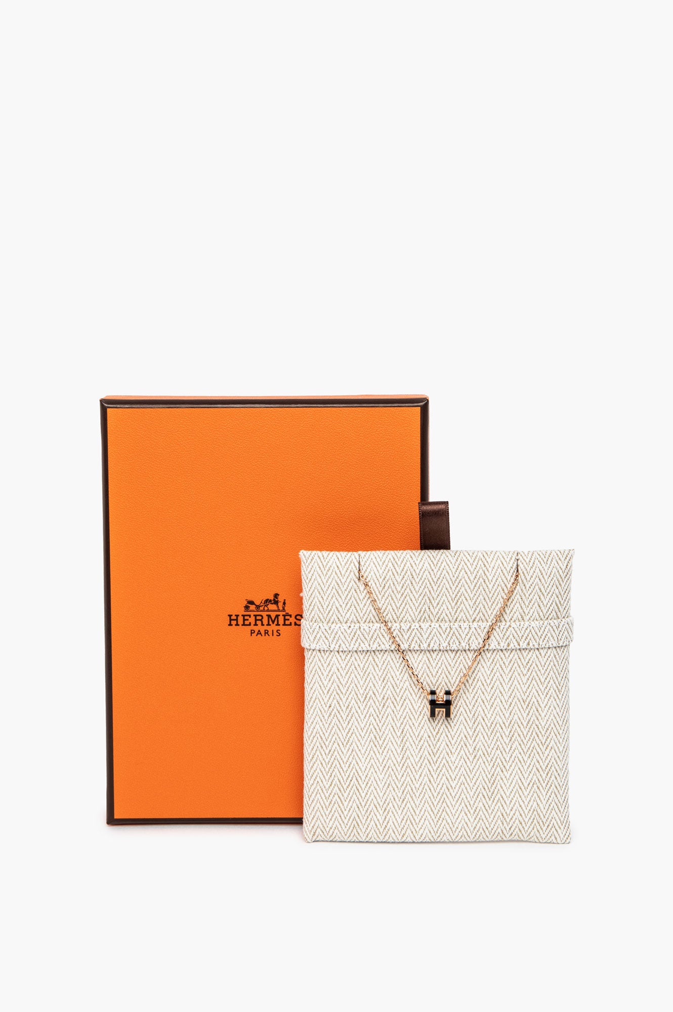 Hermes Black Rose Gold Mini Pop H Necklace
