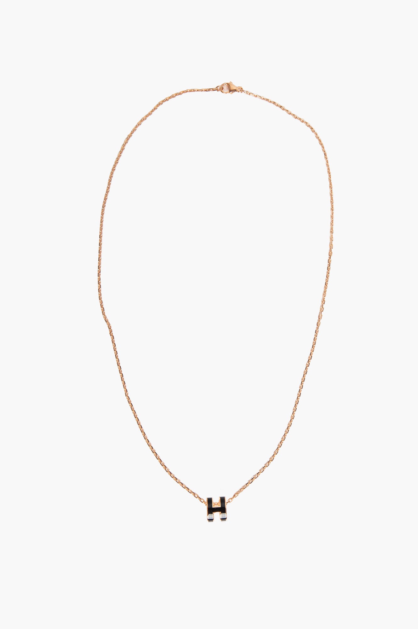 Hermes Black Rose Gold Mini Pop H Necklace