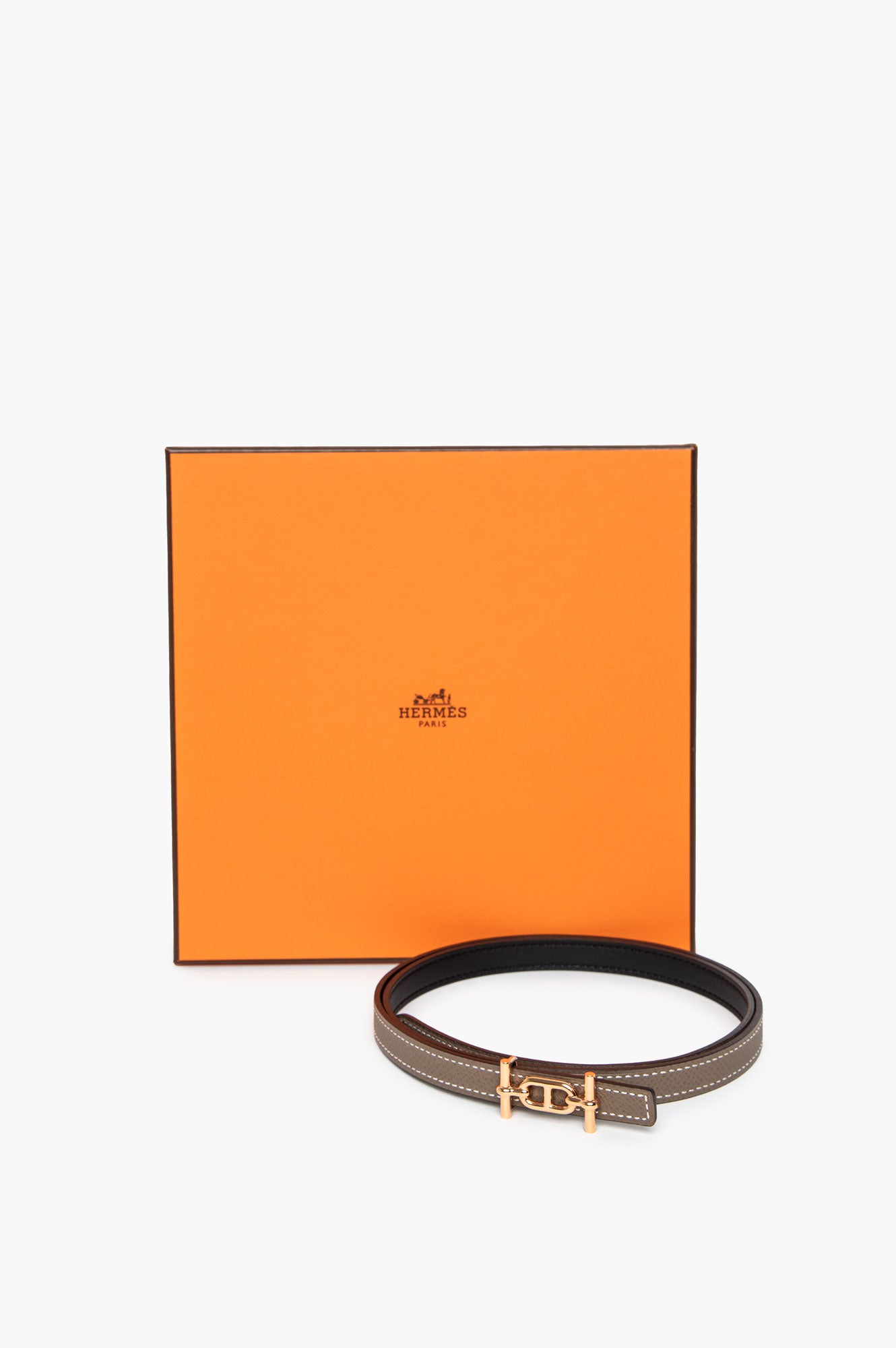 Hermes Etoupe 13 mm Ancre Buckle Reversible Leather Belt Size 80