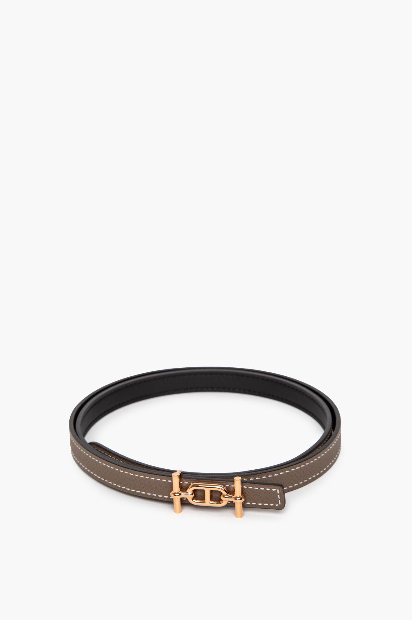 Hermes Etoupe 13 mm Ancre Buckle Reversible Leather Belt Size 80