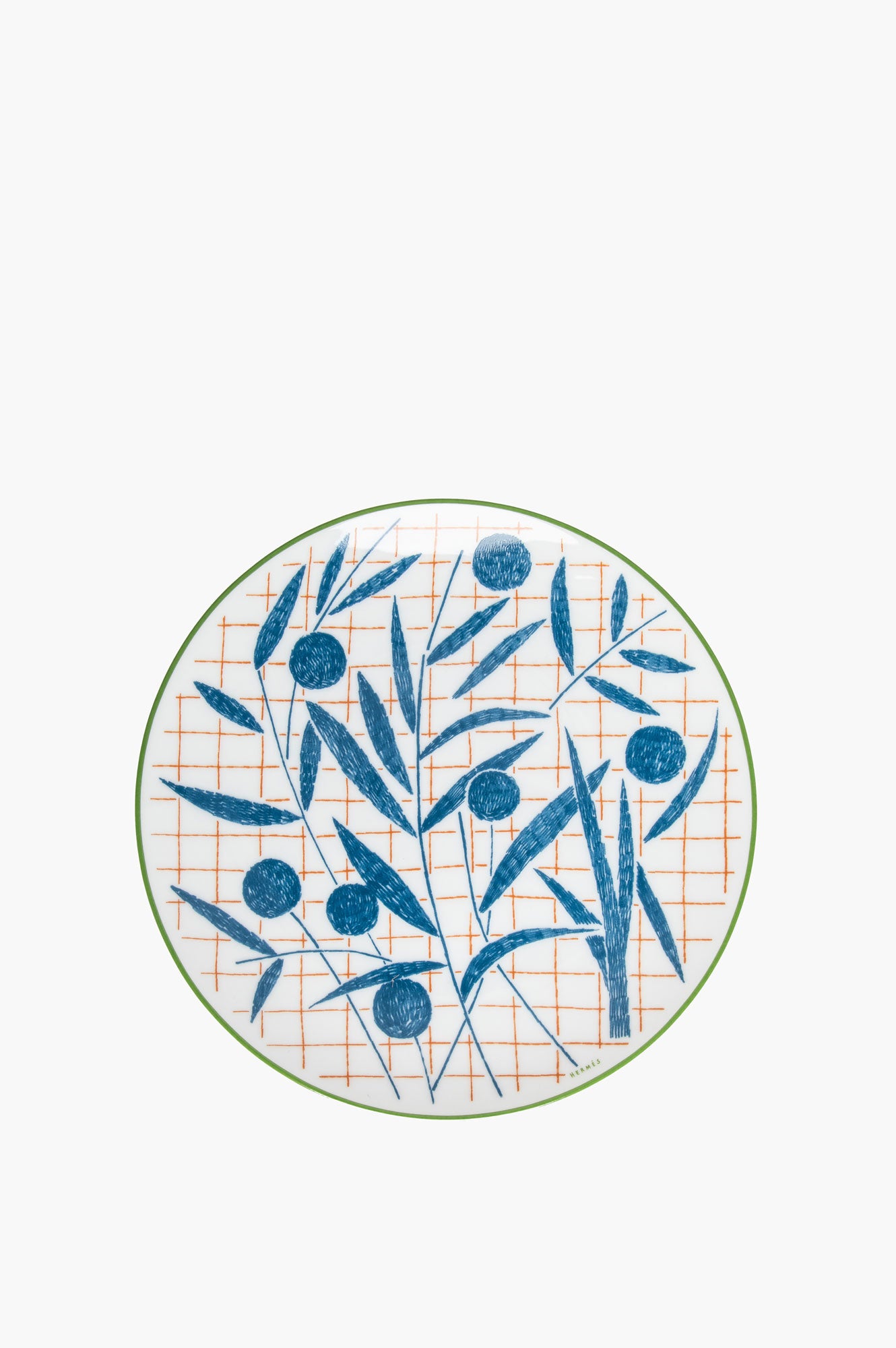 Hermes Green & Blue A Walk in the Garden Dessert Plate Set of 2