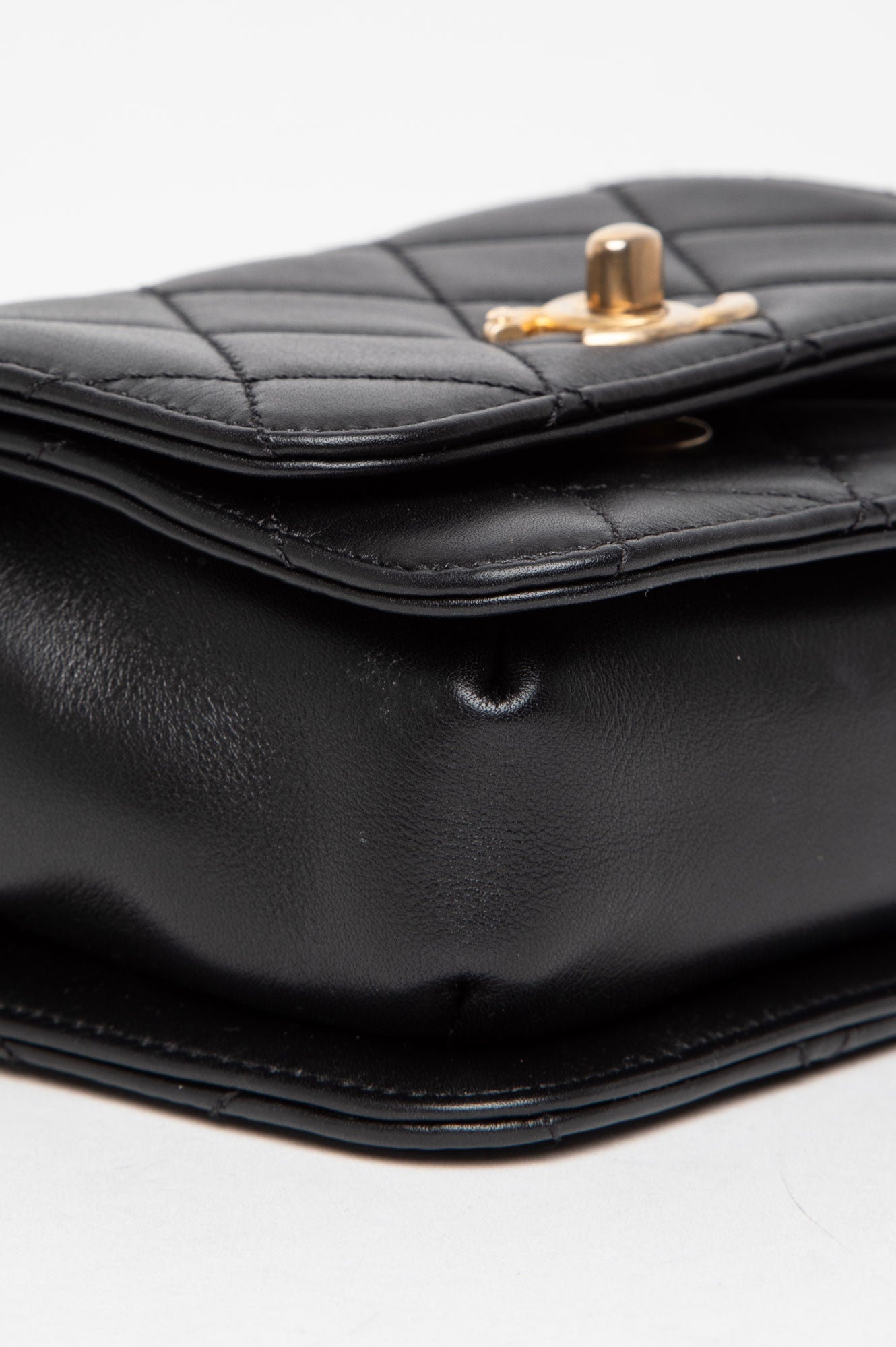 Chanel Black Lambskin Gold Chain Flap Bag