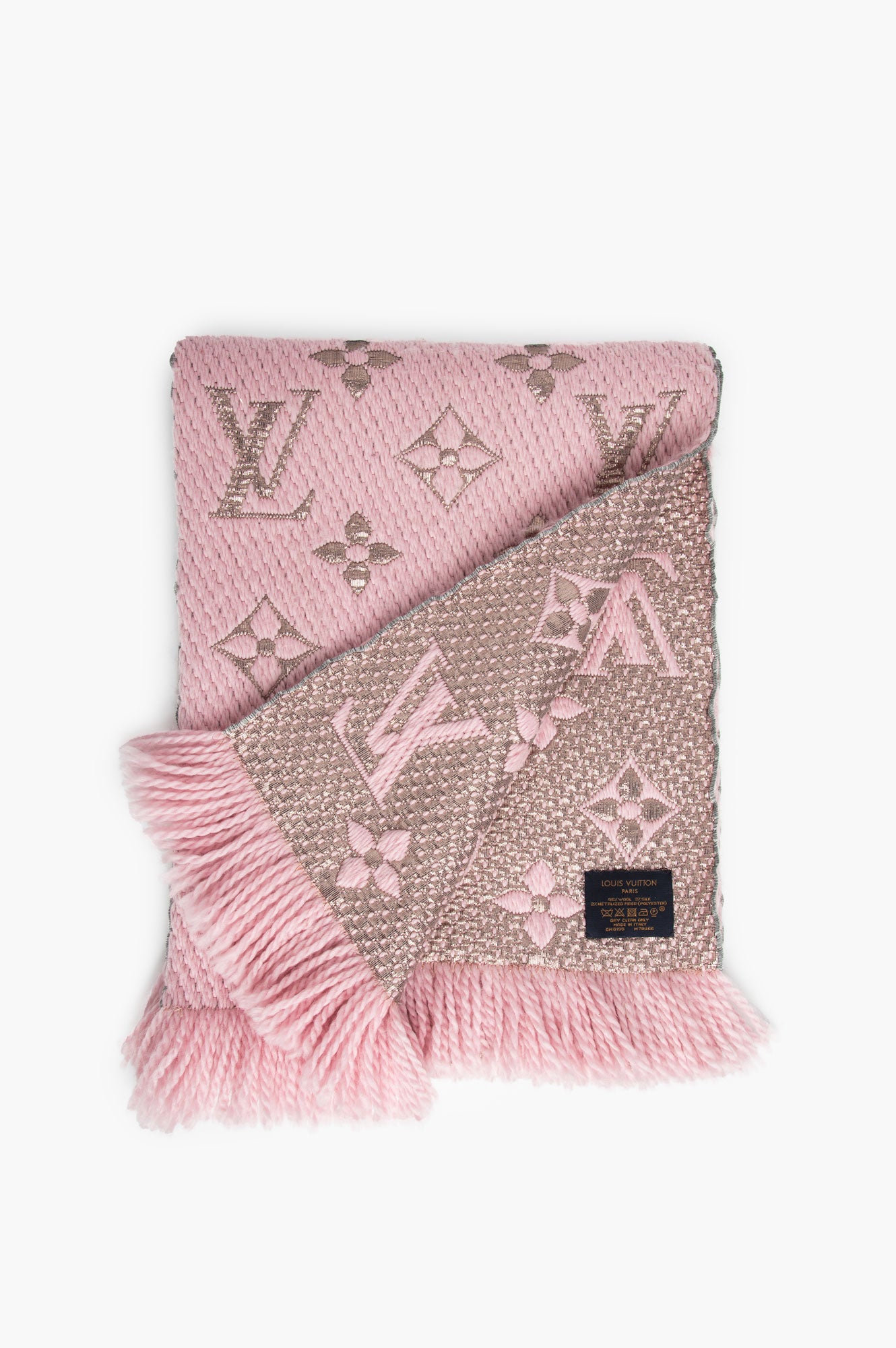Louis Vuitton Pink Monogram Shine Wool Scarf