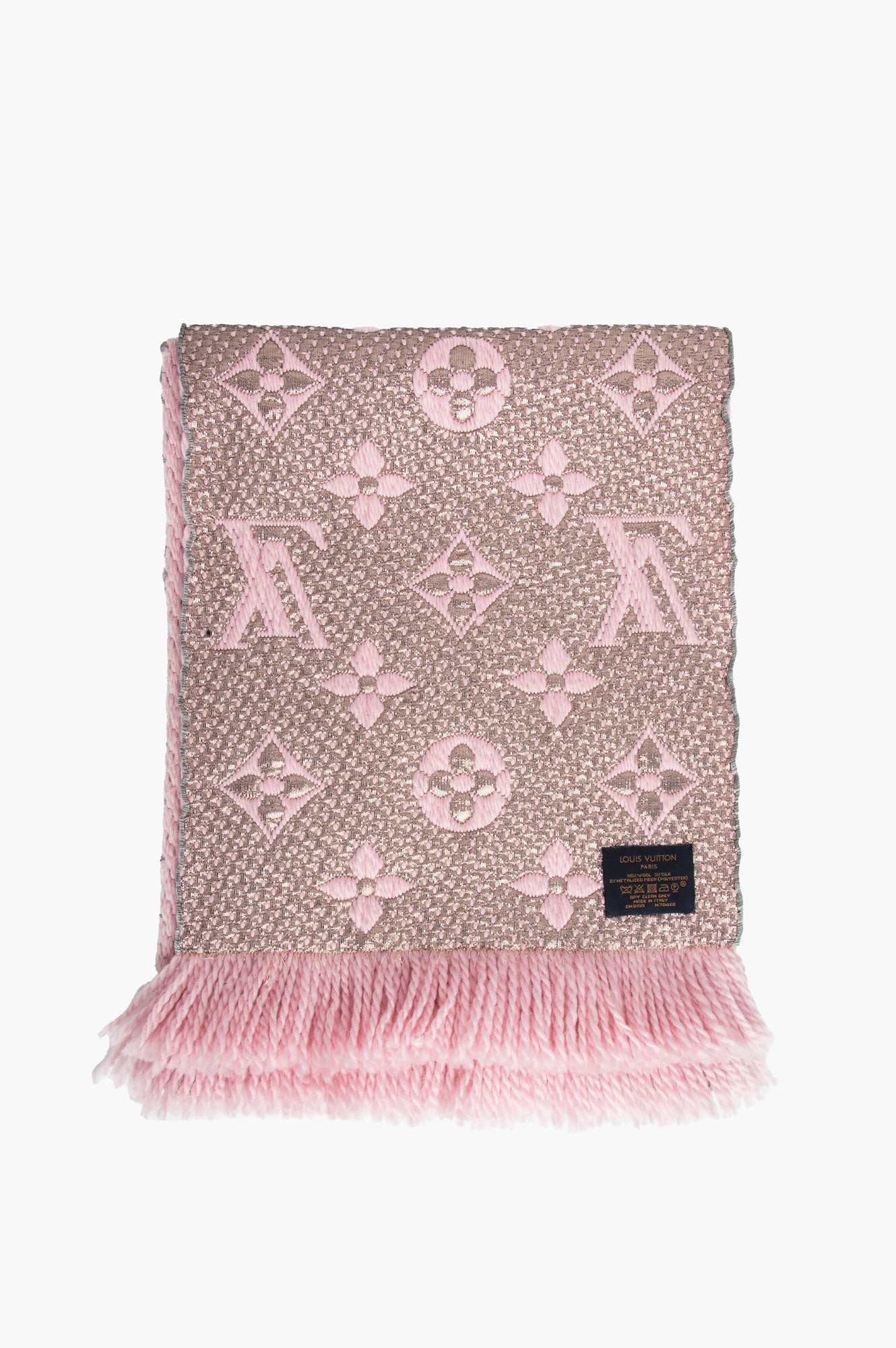 Louis Vuitton Pink Monogram Shine Wool Scarf