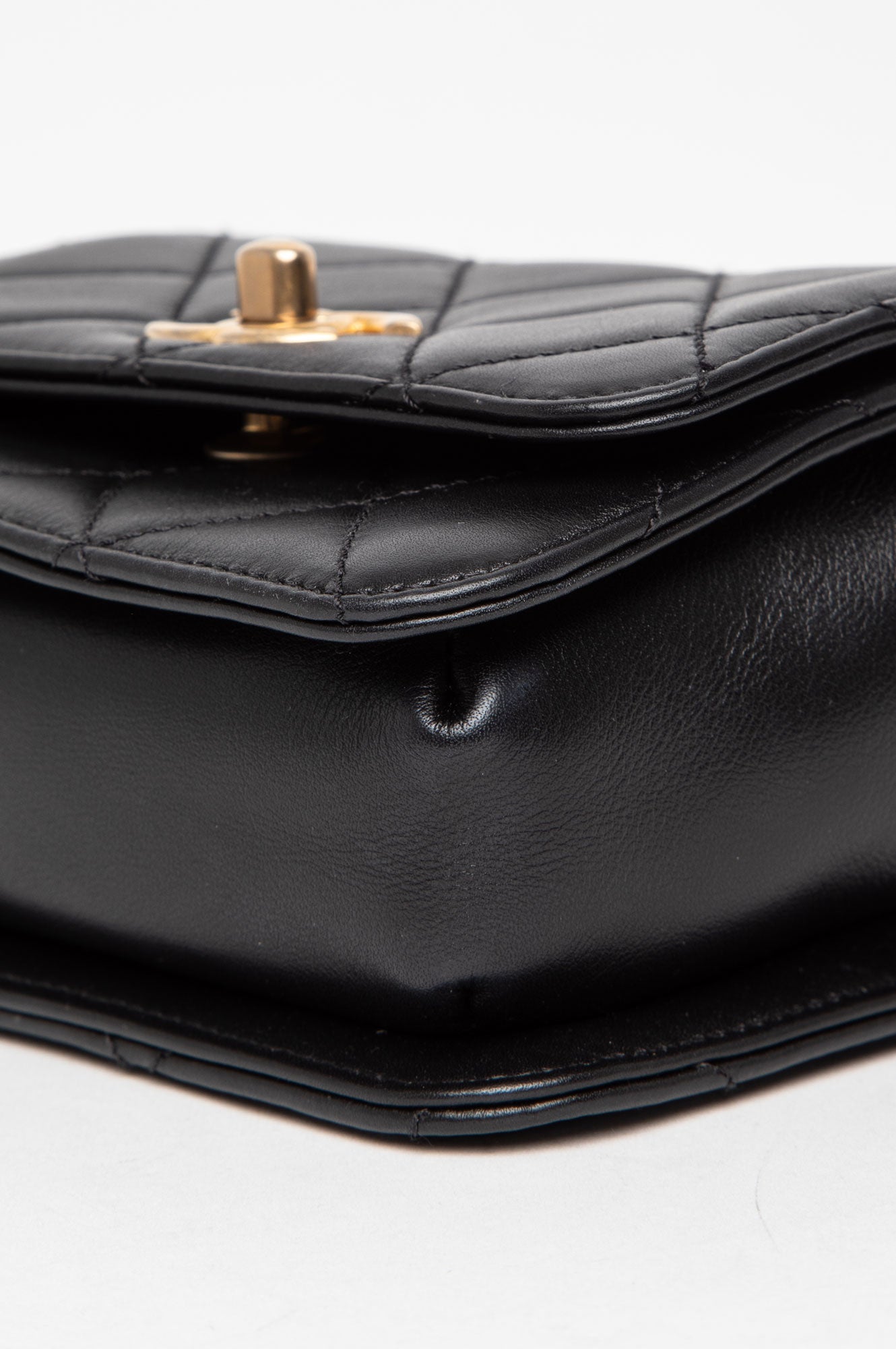 Chanel Black Lambskin Gold Chain Flap Bag