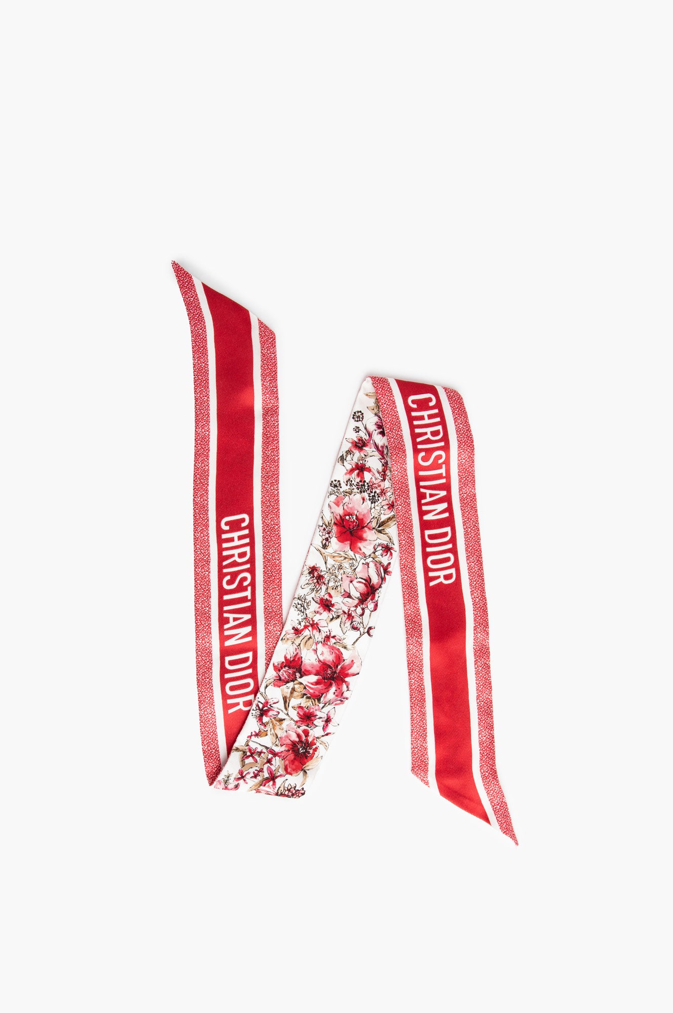 Christian Dior Red Floral Twilly