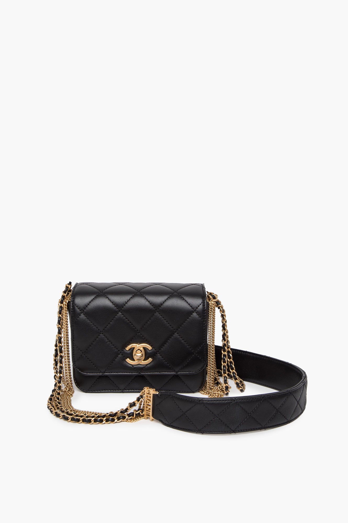 Chanel Black Lambskin Gold Chain Flap Bag