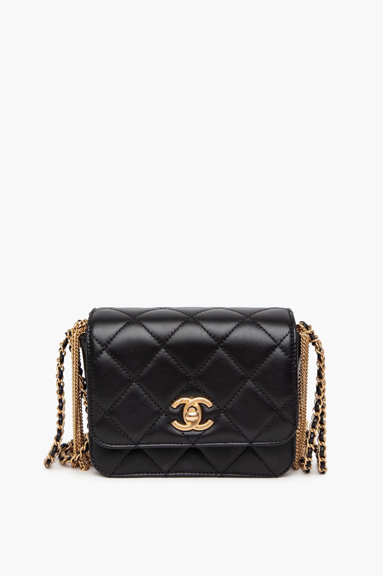 Chanel Black Lambskin Gold Chain Flap Bag