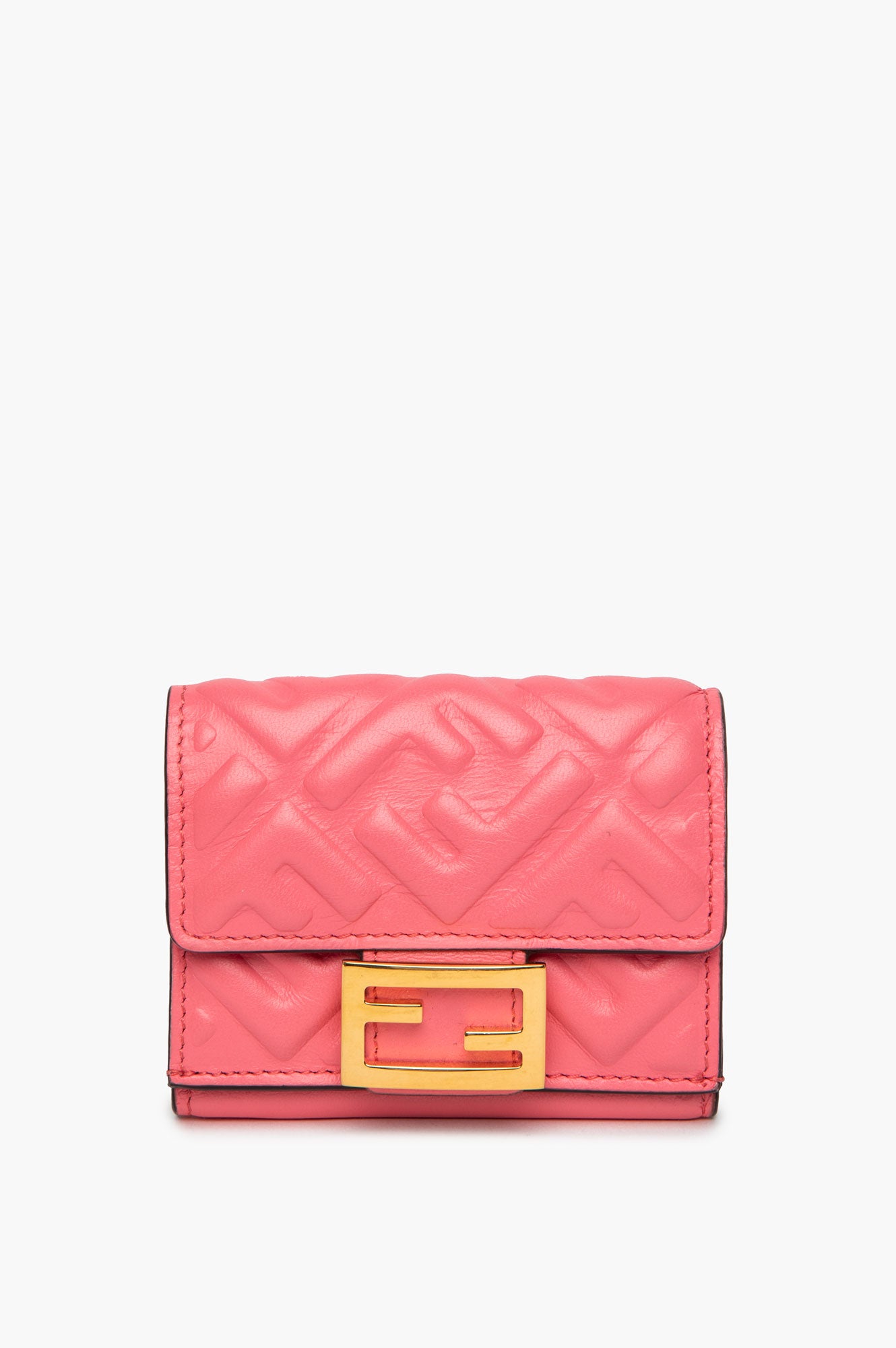 Fendi Baguette Micro Trifold Pink Wallet