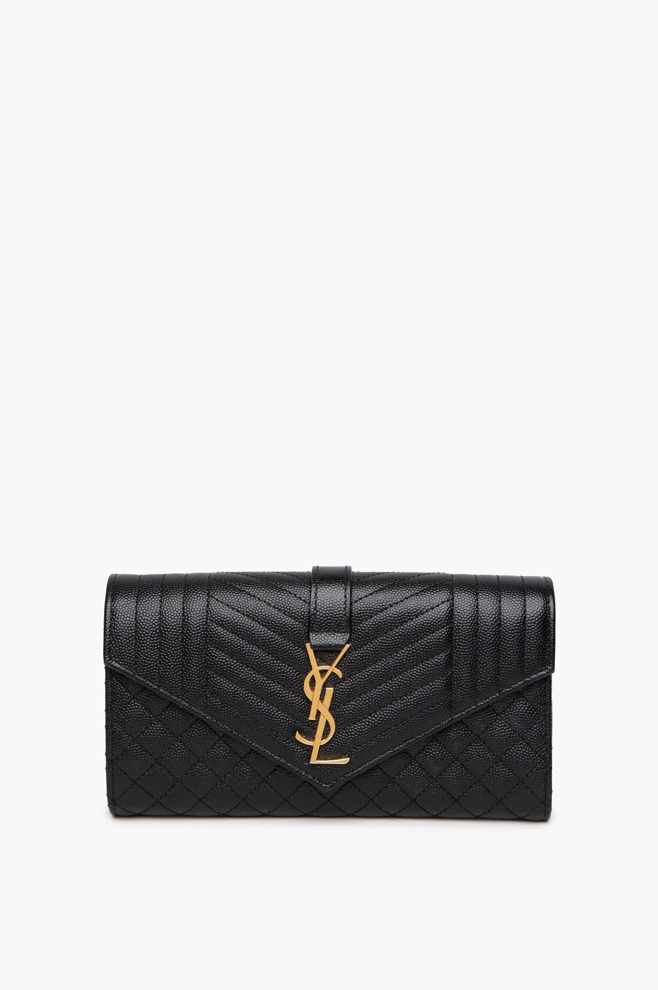 Saint Laurent Black Envelope Flap Long Wallet