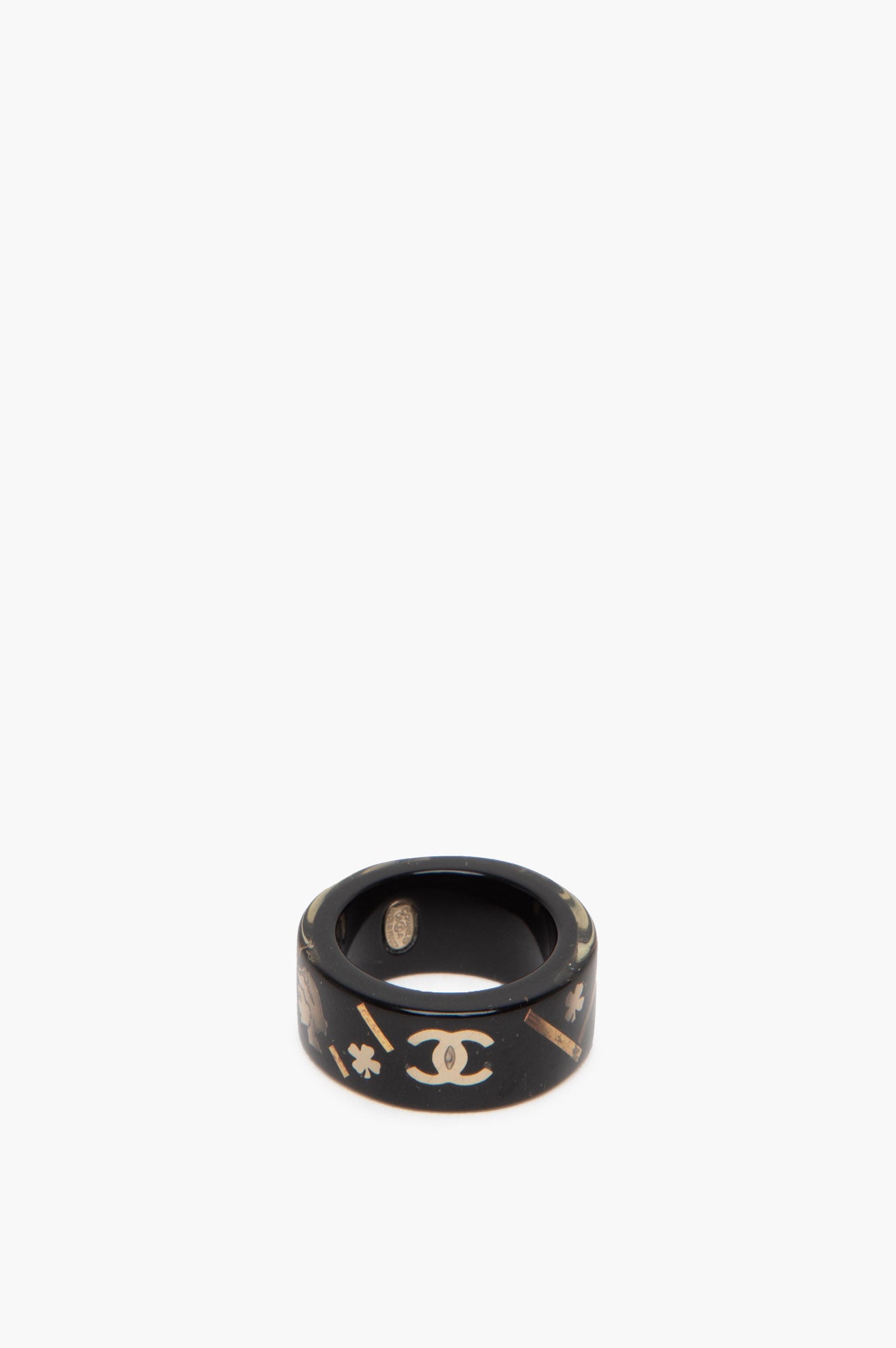 Chanel Black CC Resin Black Ring Size 6